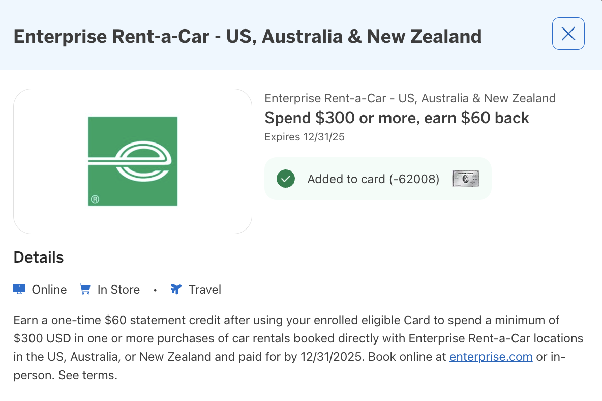 Amex Offer Enterprise September 2025