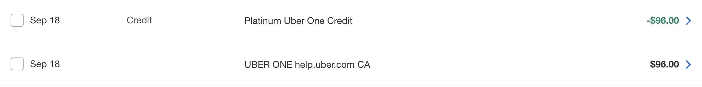 Amex Platinum Uber One statement credit