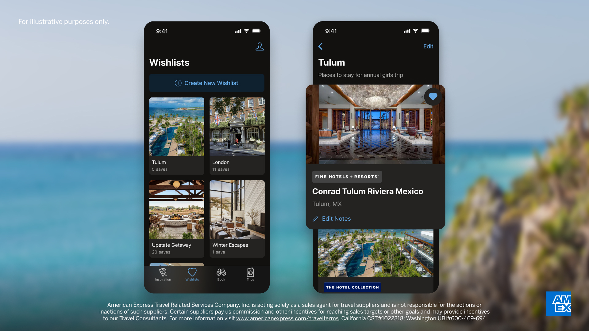 Amex Travel App Wishlist