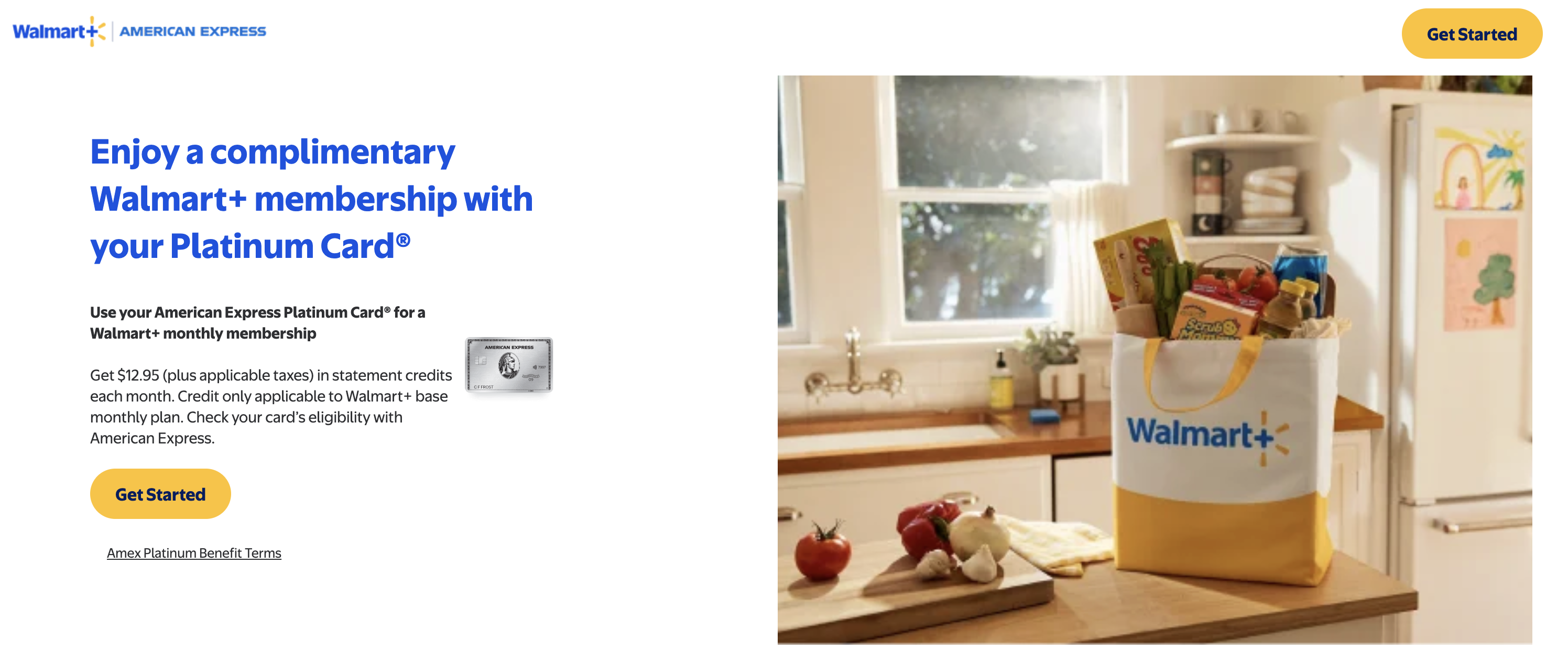 Amex Walmart Plus sign up page