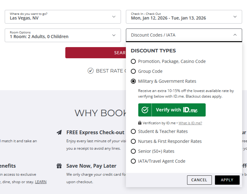 Caesars military rate search Caesars military rate search