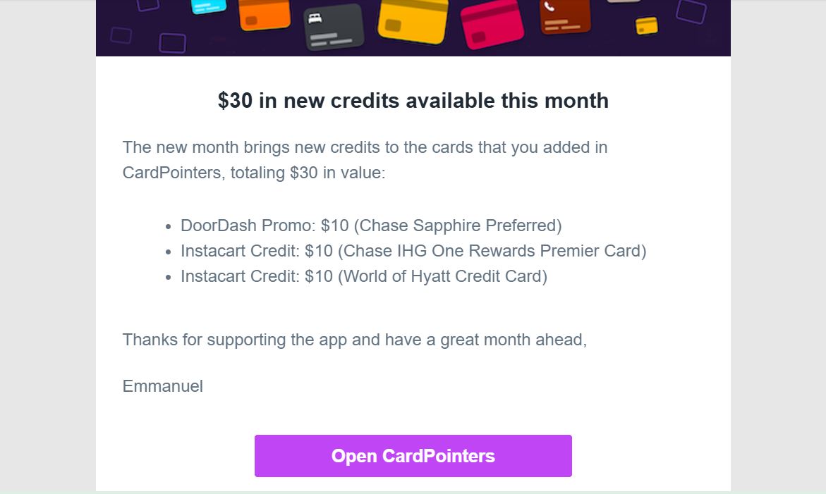 Cardpointers emails