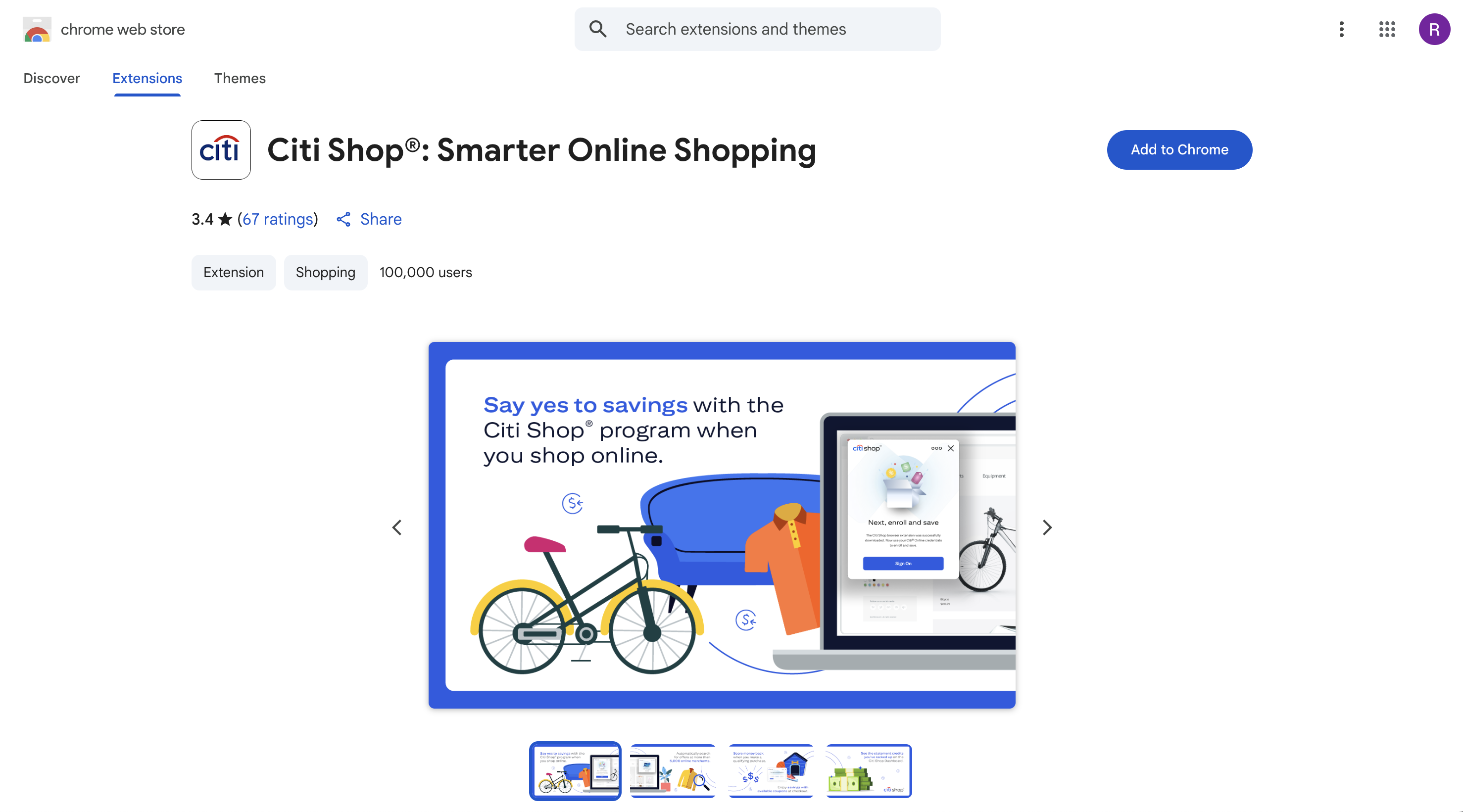 Citi Shop add browser extension
