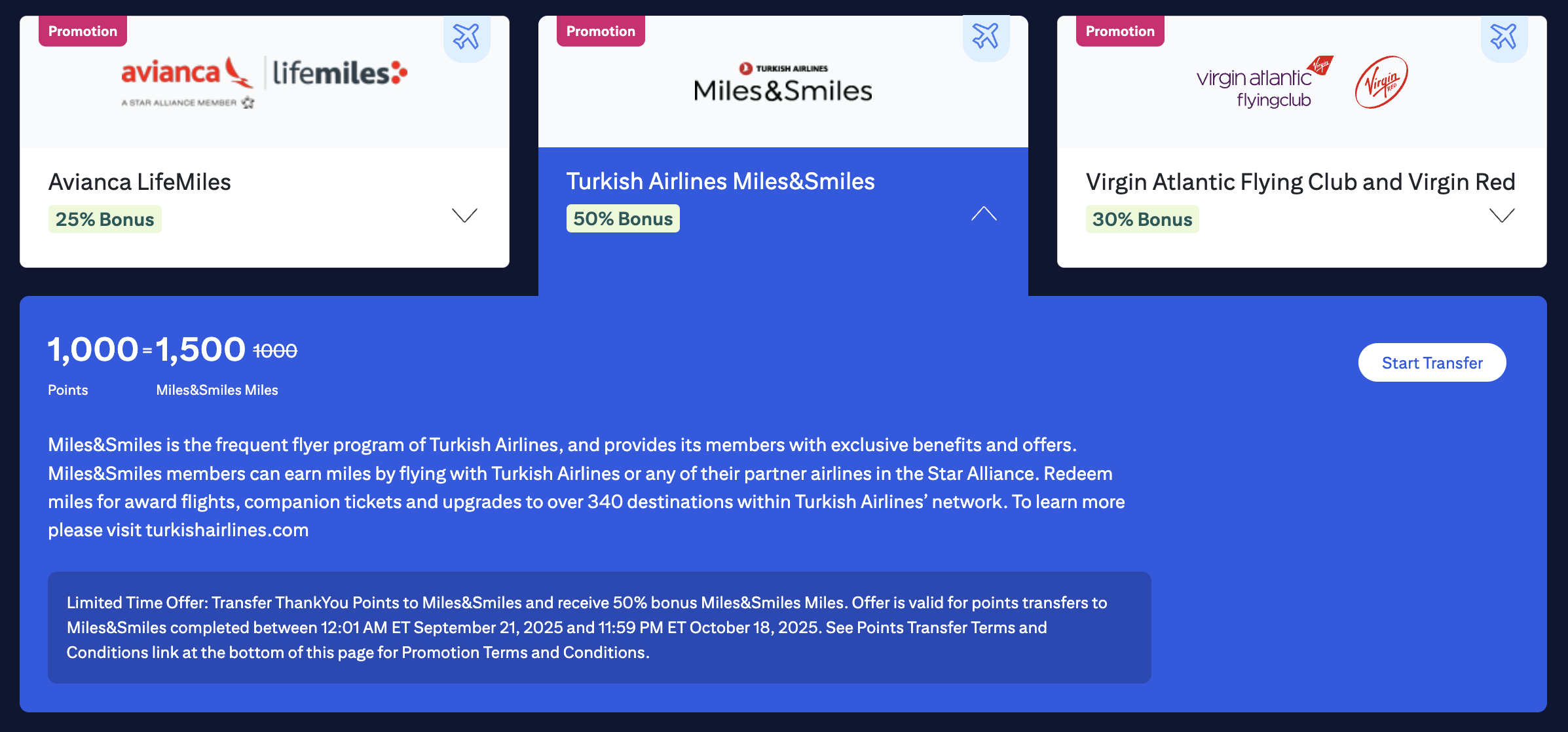 Citi transfer bonus Turkish September 2025