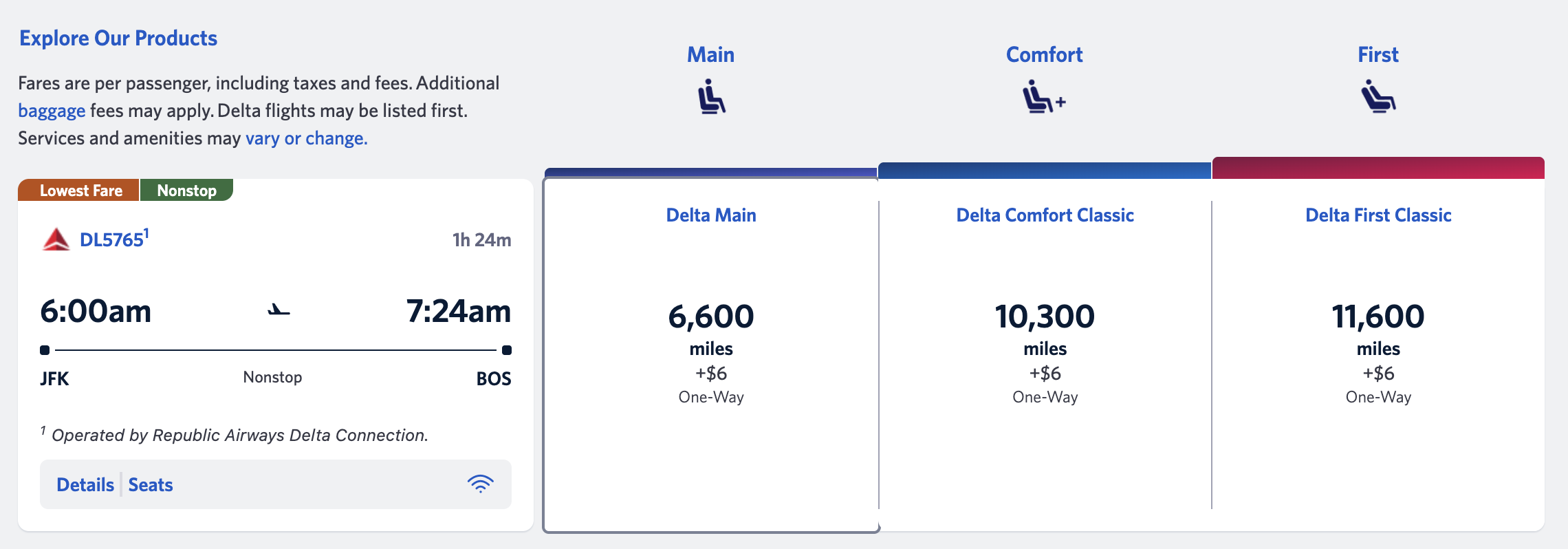 Delta Award Ticket From JFK to BOS