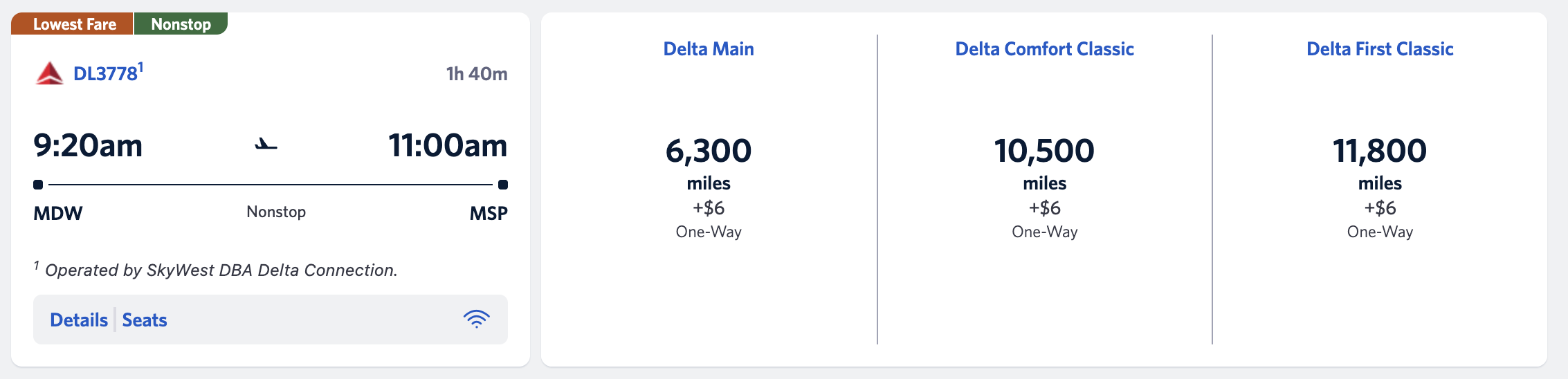 Delta Award Ticket From MDW to MSP