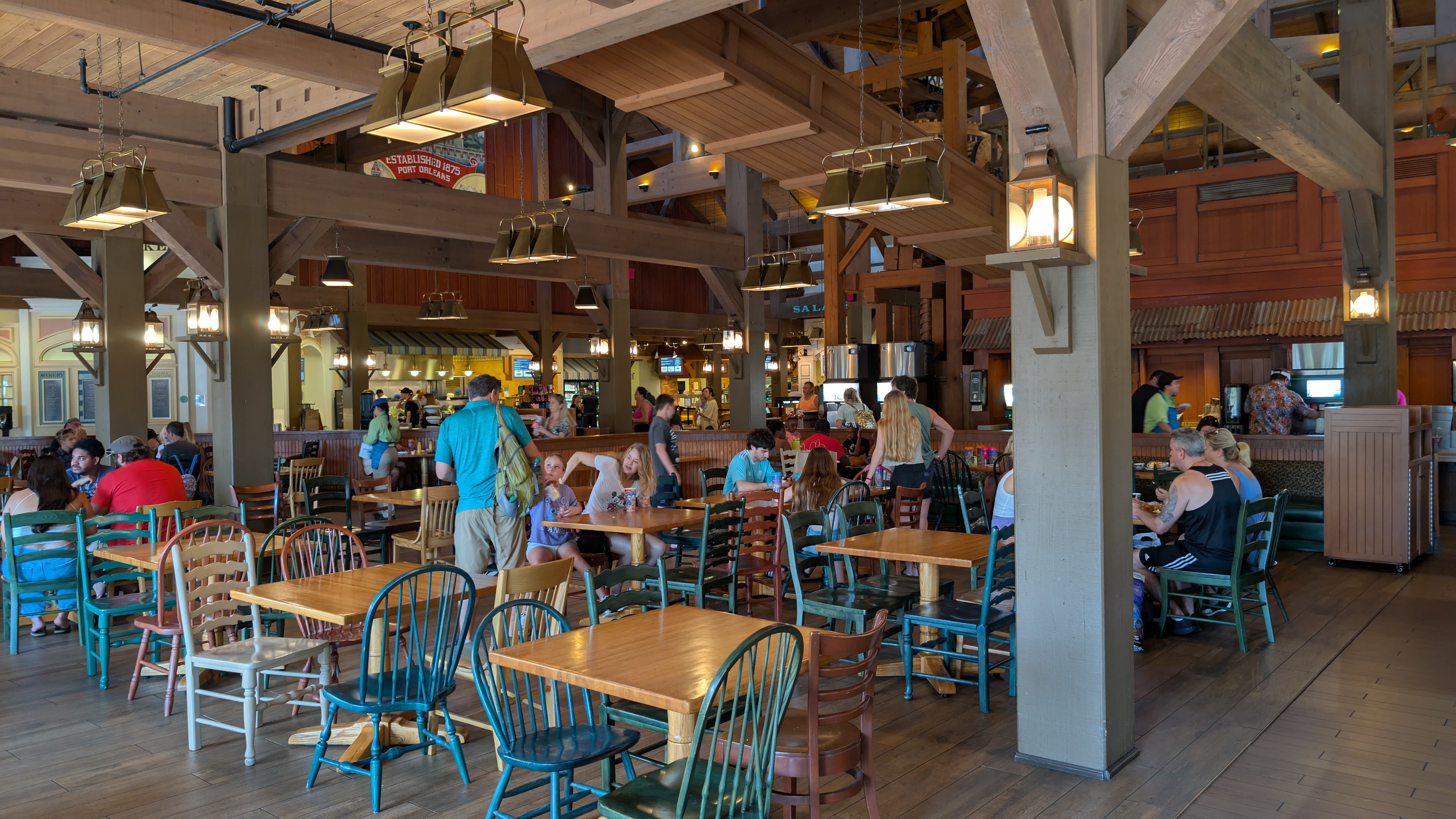 Disney’s Port Orleans Resort Riverside dining Riverside Mill Food Court seating Disney's Port Orleans Resort Riverside dining Riverside Mill Food Court seating