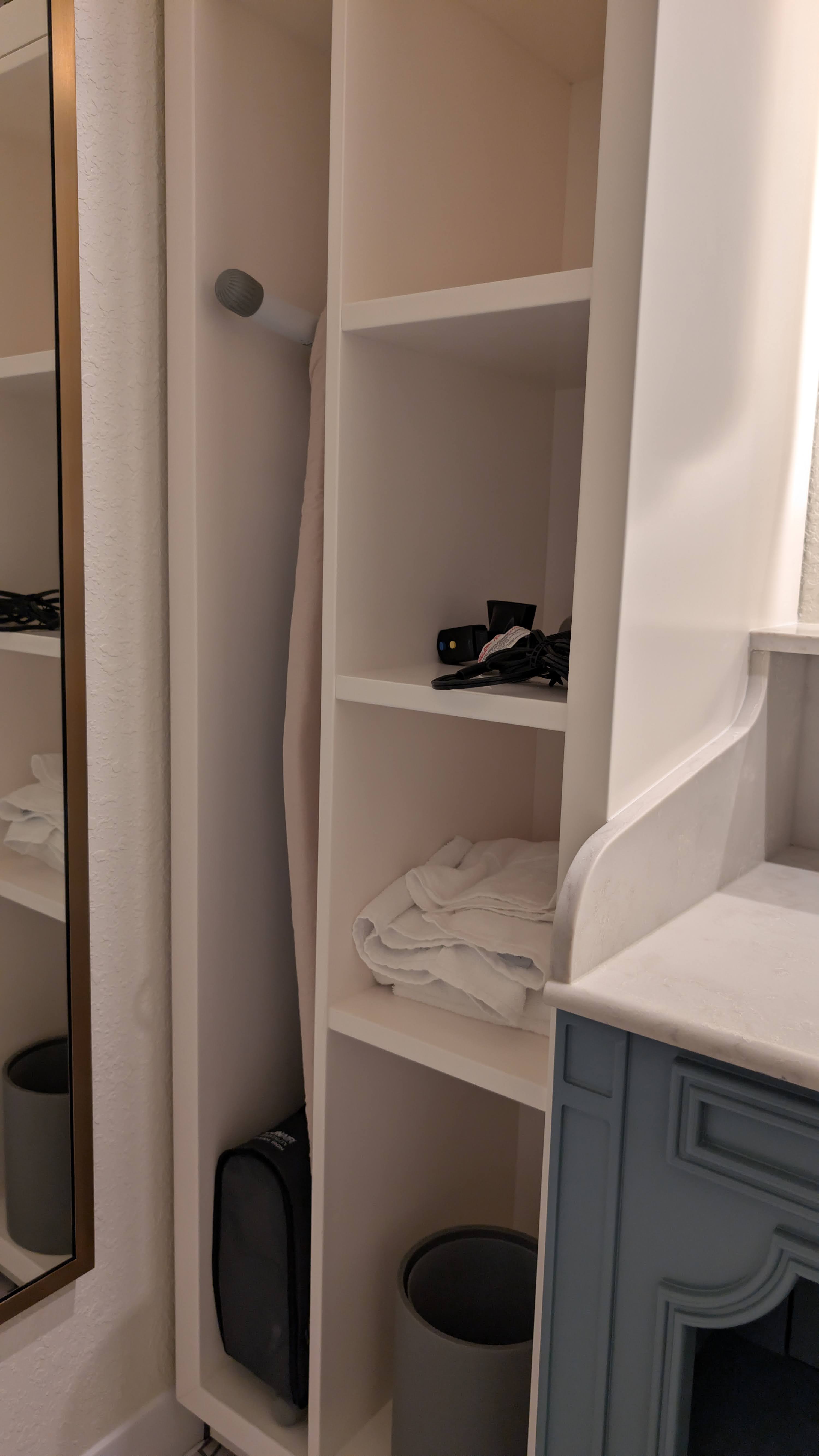 Disney’s Port Orleans Resort room bathroom storage Disney's Port Orleans Resort room bathroom storage