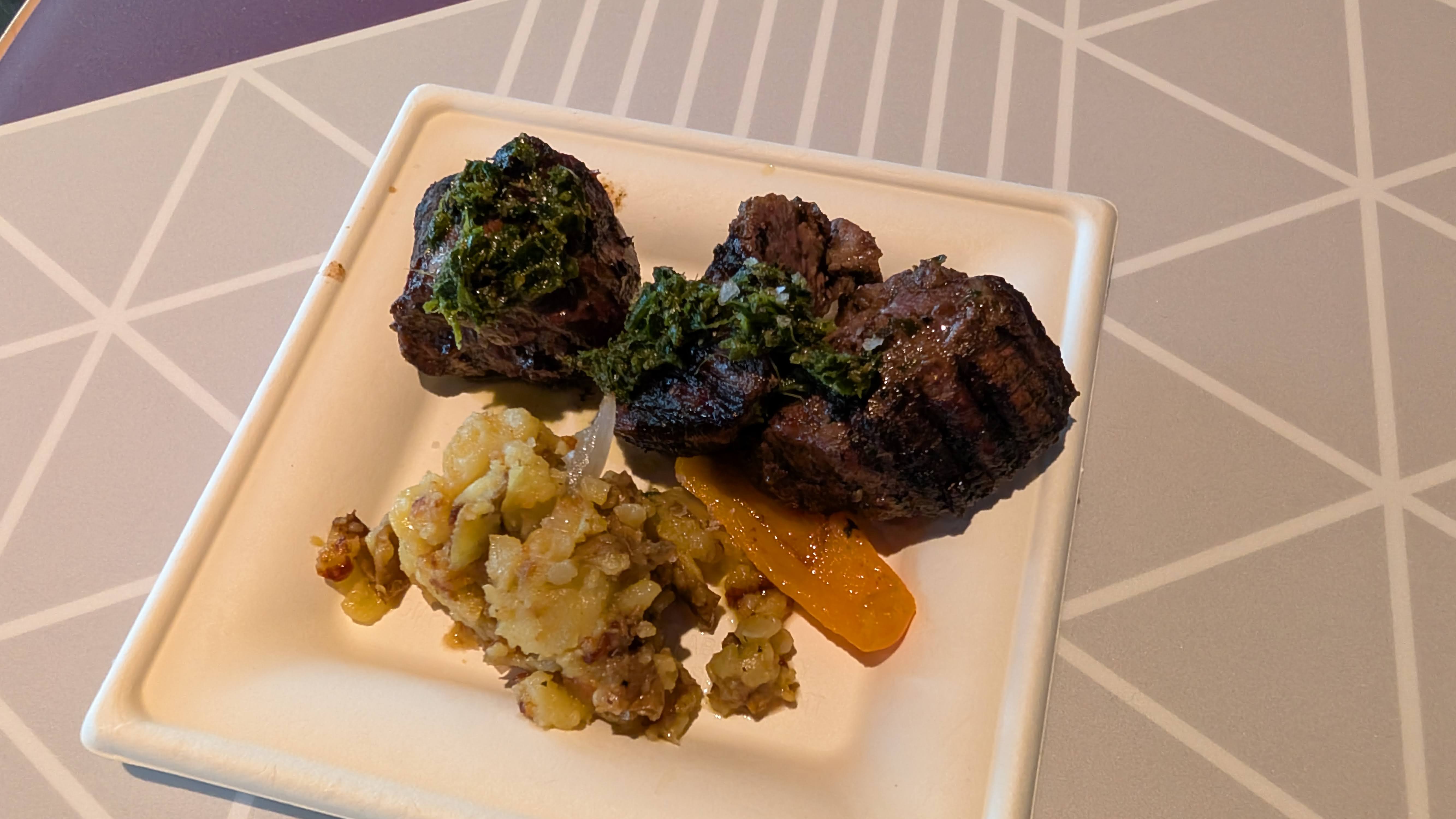 EPCOT Food & Wine Festival 2025 Flavors from Fire rodizio style grilled beef skewer EPCOT Food & Wine Festival 2025 Flavors from Fire rodizio style grilled beef skewer