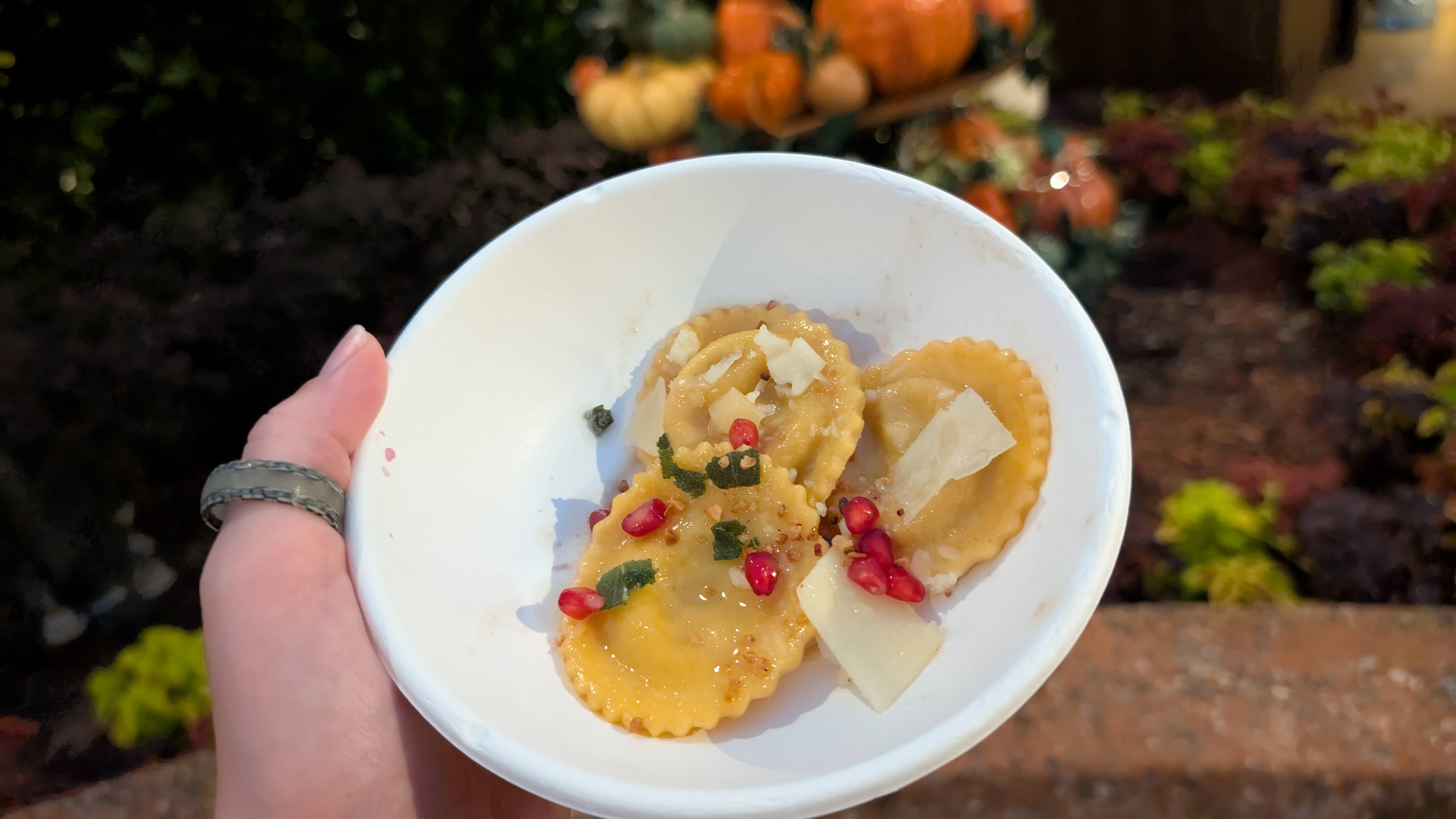 EPCOT Food & Wine Festival 2025 Forest & Field pumpkin marscapone ravioli EPCOT Food & Wine Festival 2025 Forest & Field pumpkin marscapone ravioli