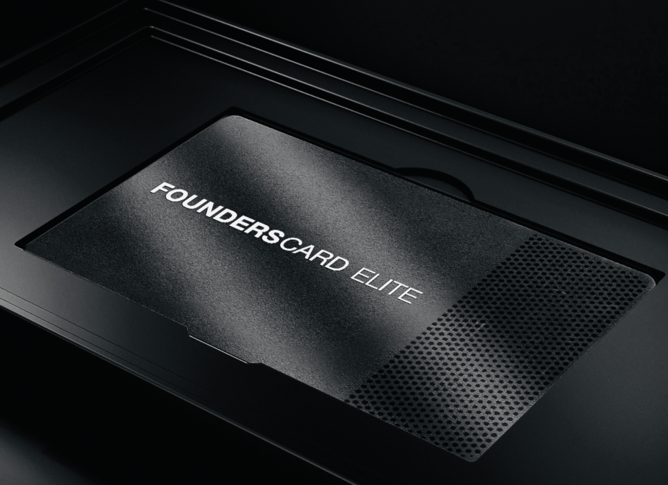 FoundersCard Elite card in box FoundersCard Elite card in box