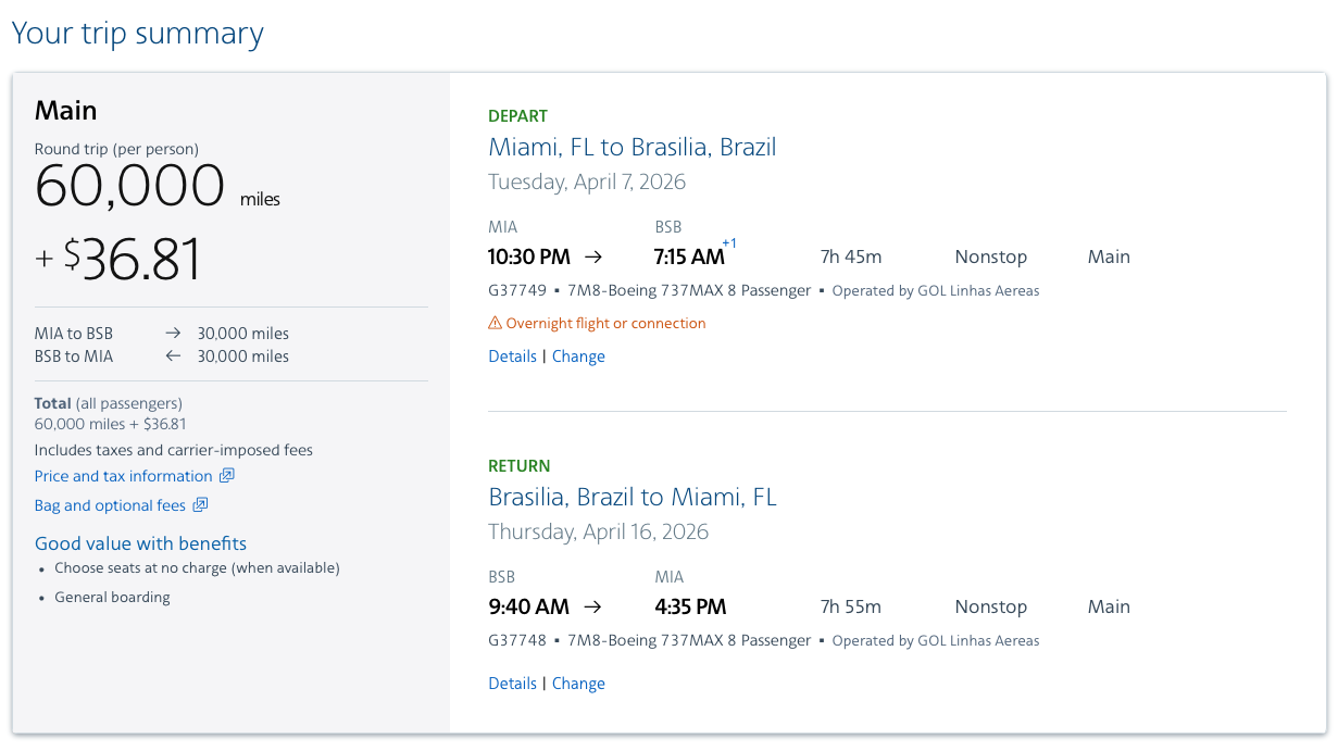 Gol Award Ticket on American Airlines Website Gol Award Ticket on American Airlines Website