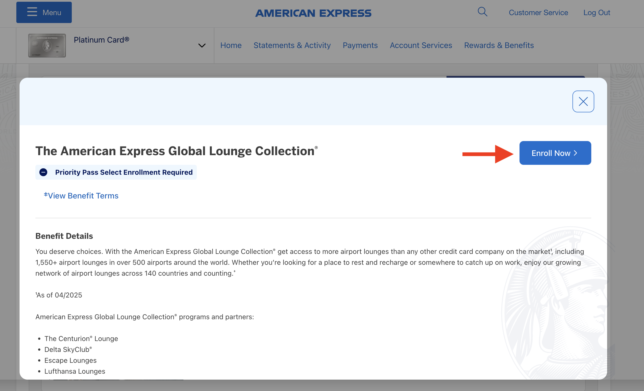 How to enroll in Amex Platinum benefits