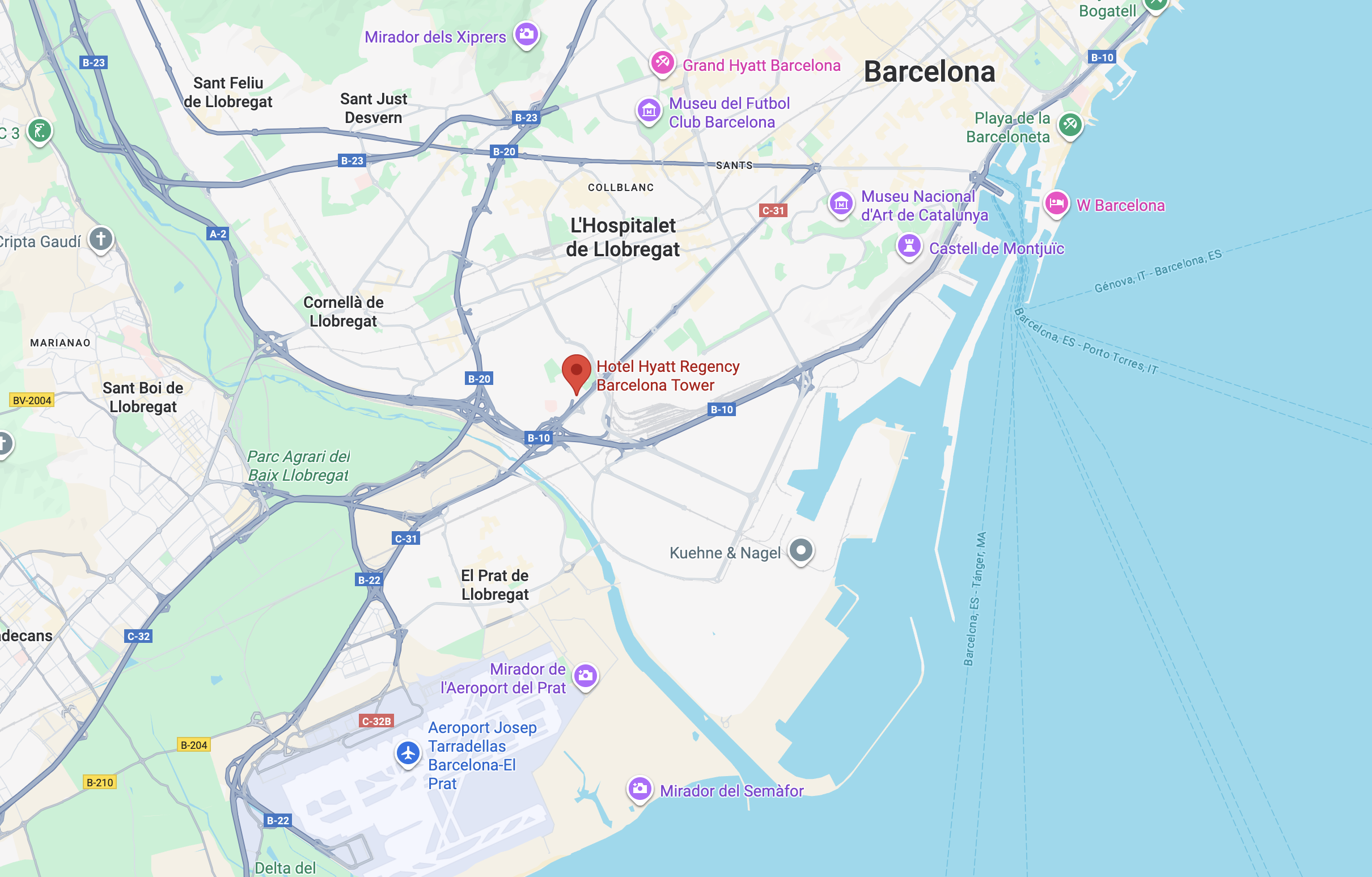 Hyatt Regency Barcelona Tower location
