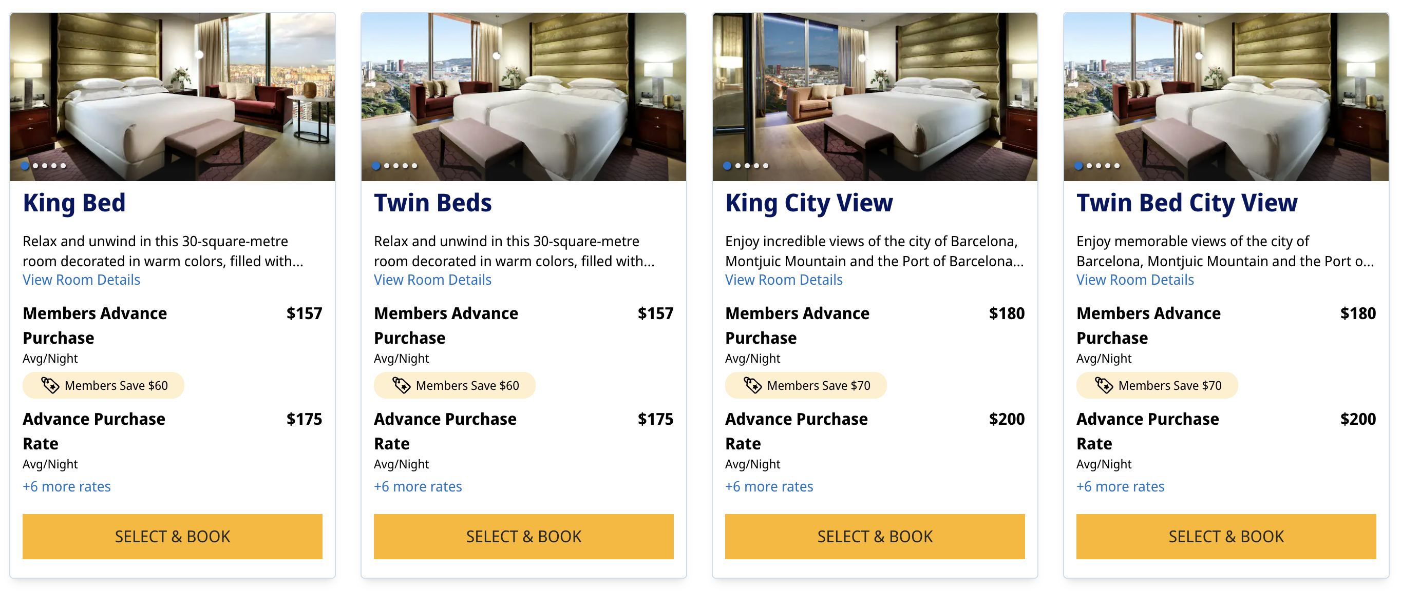 Hyatt Regency Barcelona Tower room options cash