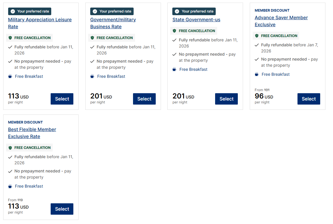 IHG military rate price results IHG military rate price results