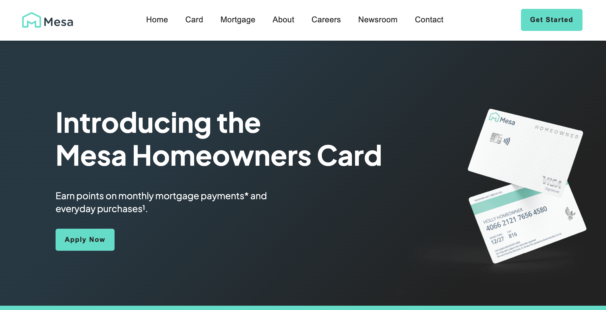 Mesa Homeowners Card home page