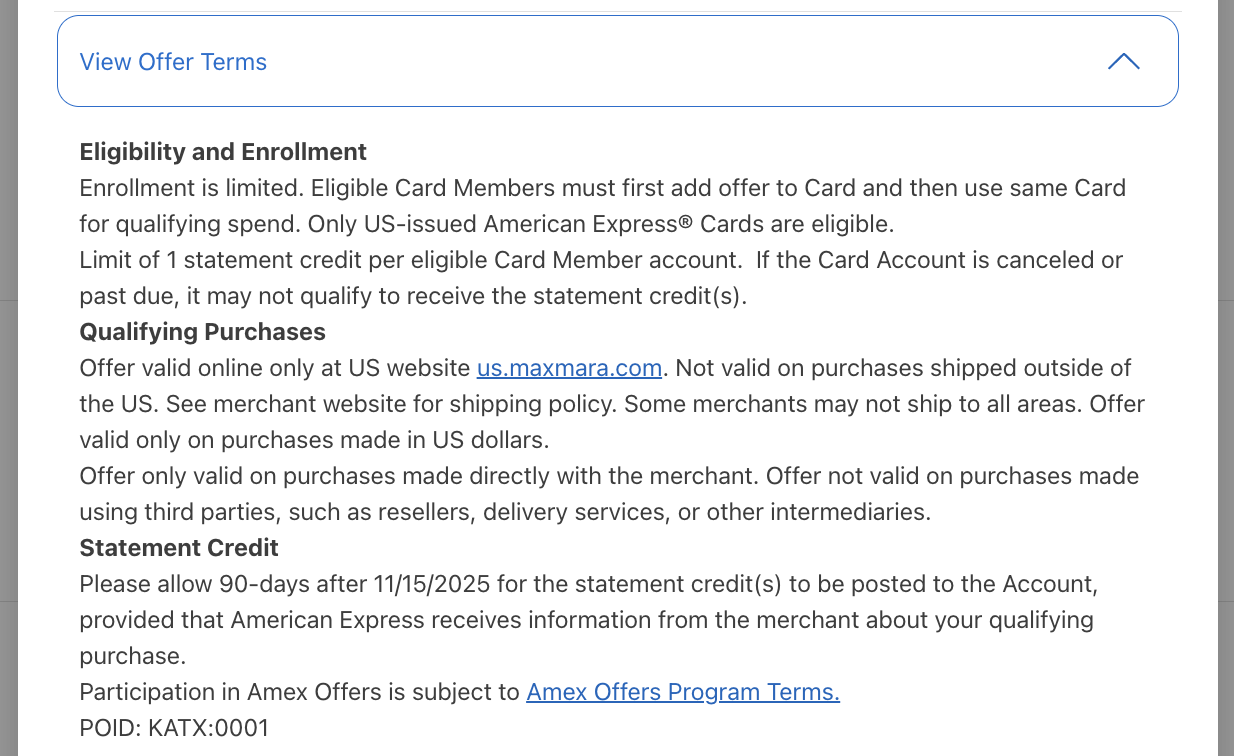 New Amex Offers layout Offer Terms New Amex Offers layout Offer Terms