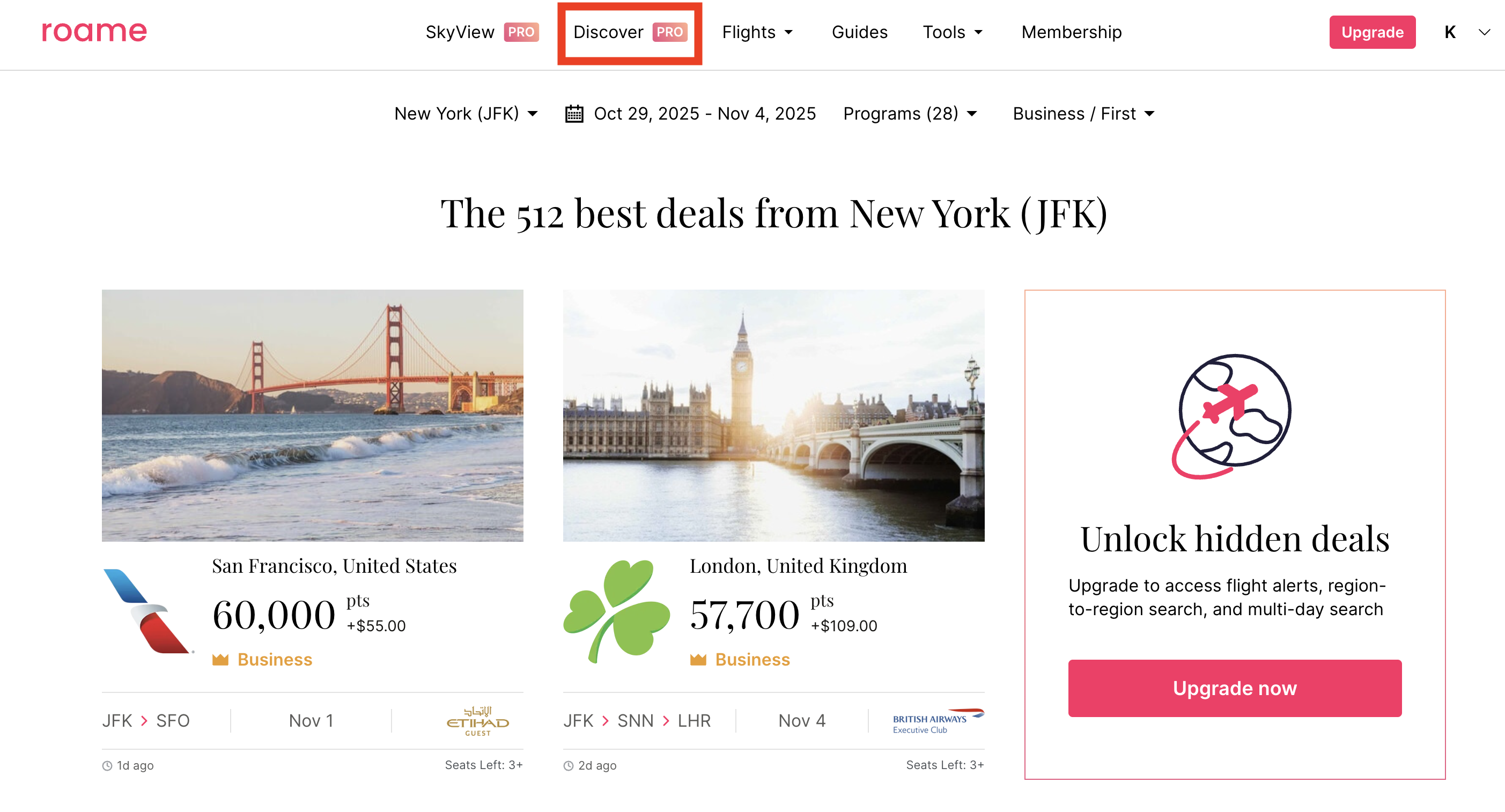 Roame Travel Discover feature Roame Travel Discover feature