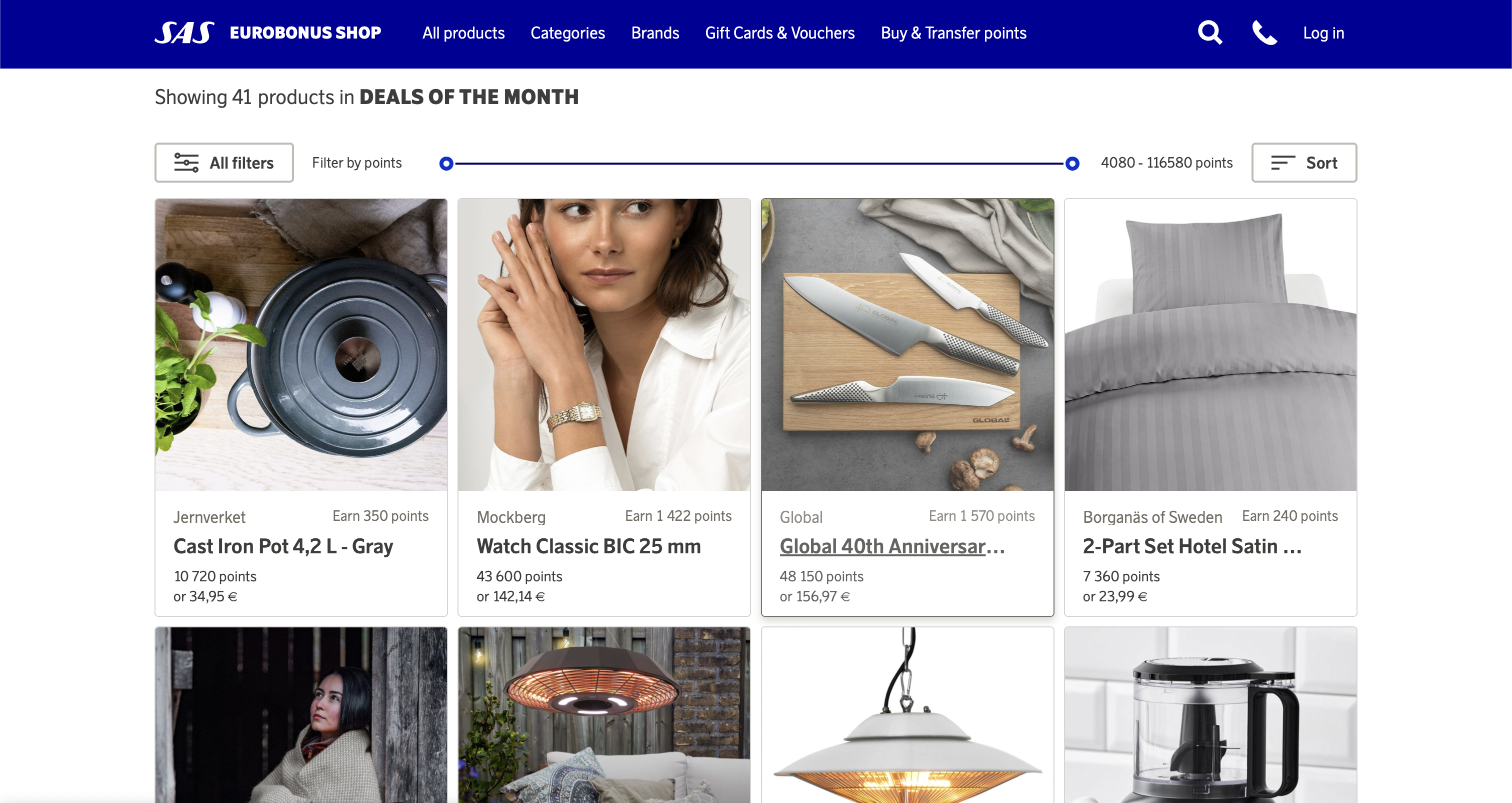 SAS EuroBonus Shop deals page SAS EuroBonus Shop deals page