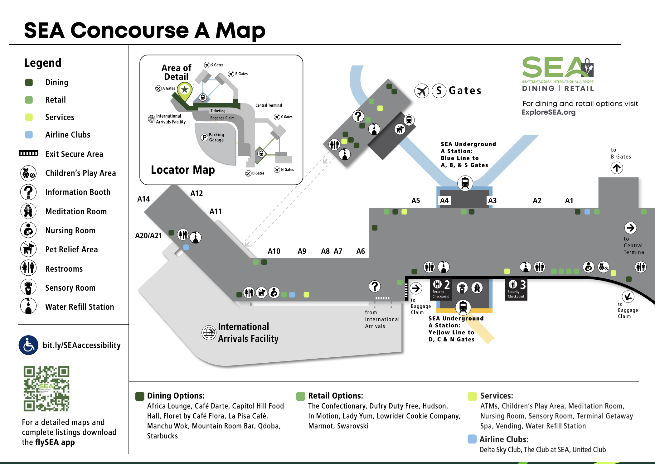 Seattle-Tacoma International Airport Concourse A Sea Tac Concourse A map 2025