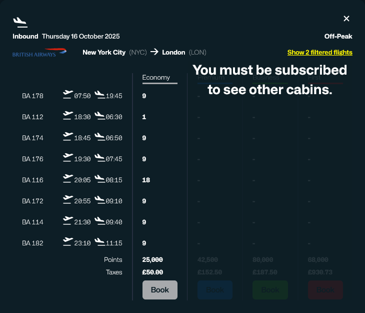 SeatSpy British Airways booking link SeatSpy British Airways booking link