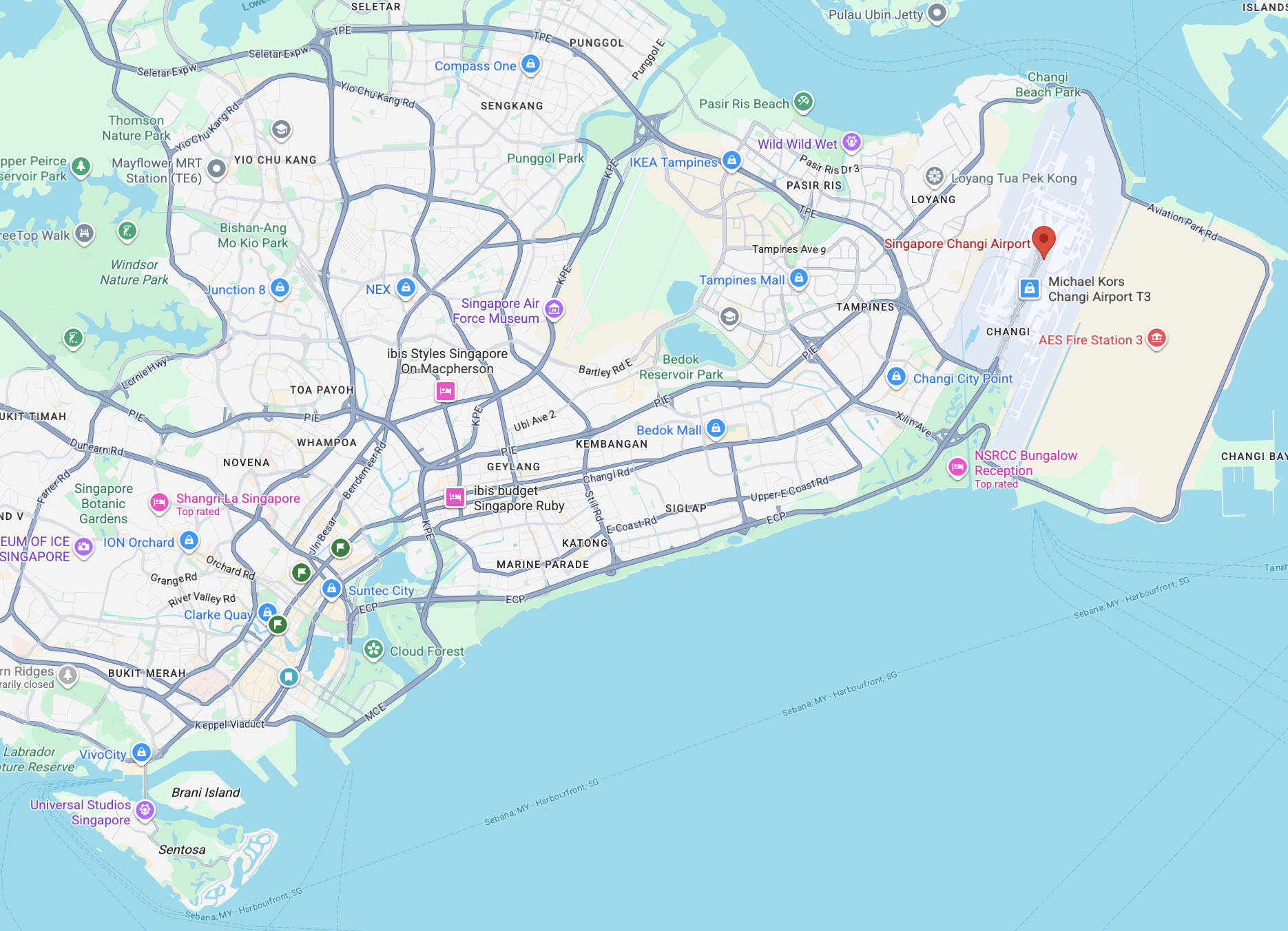Singapore Changi Airport Google Maps