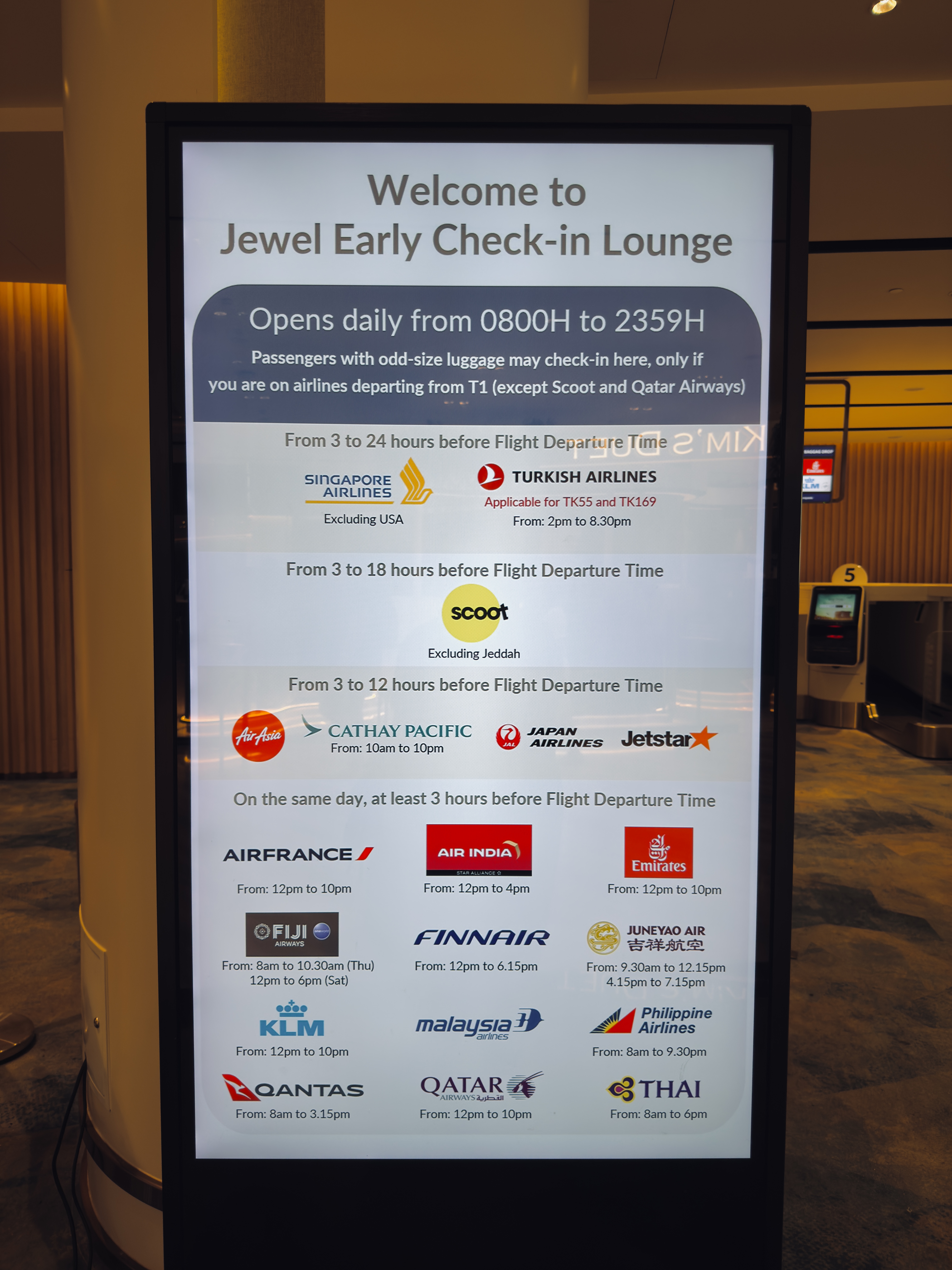 Singapore Changi Airport Jewel Early Check In