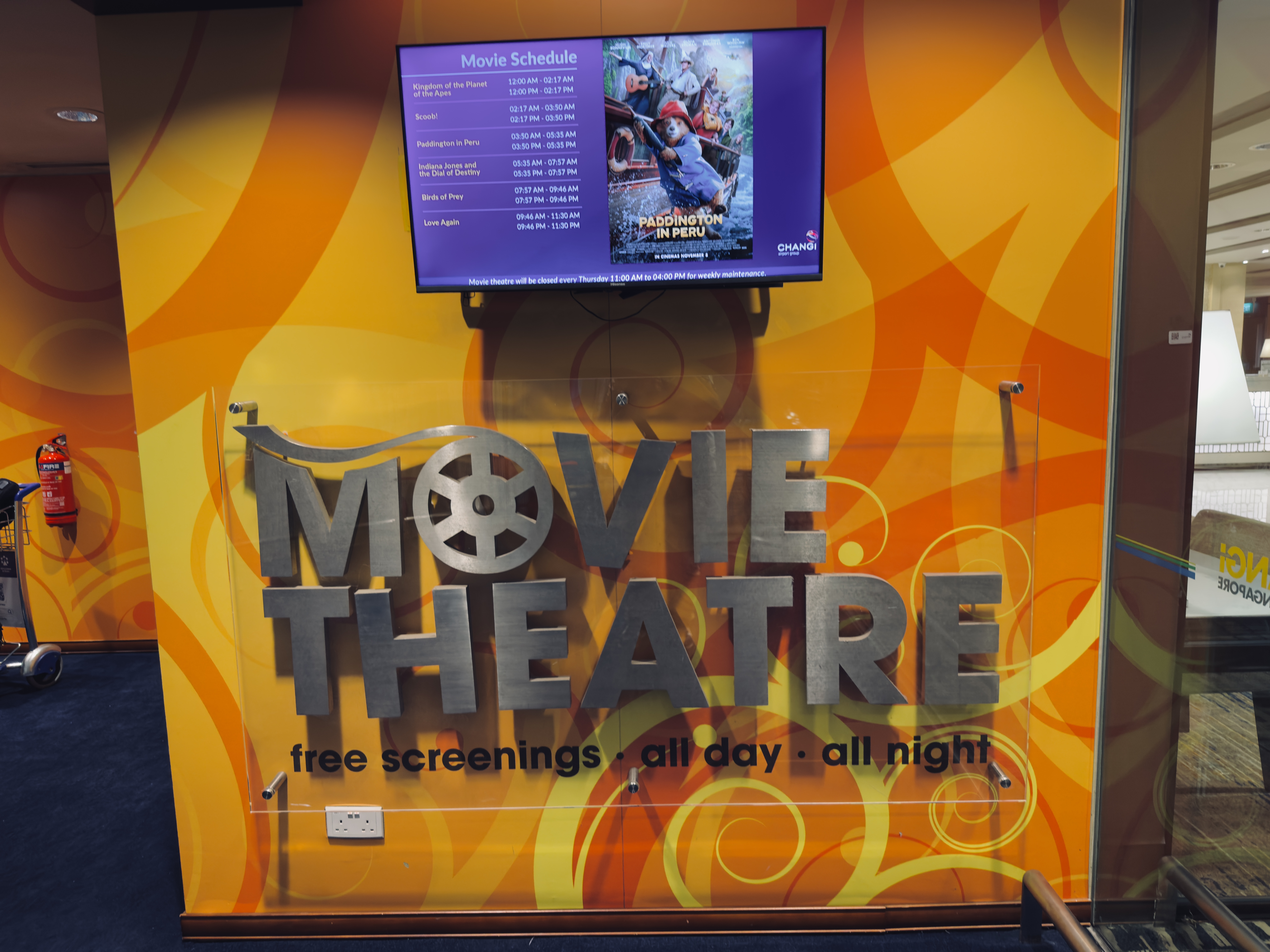 Singapore Changi Airport movie theatre outside