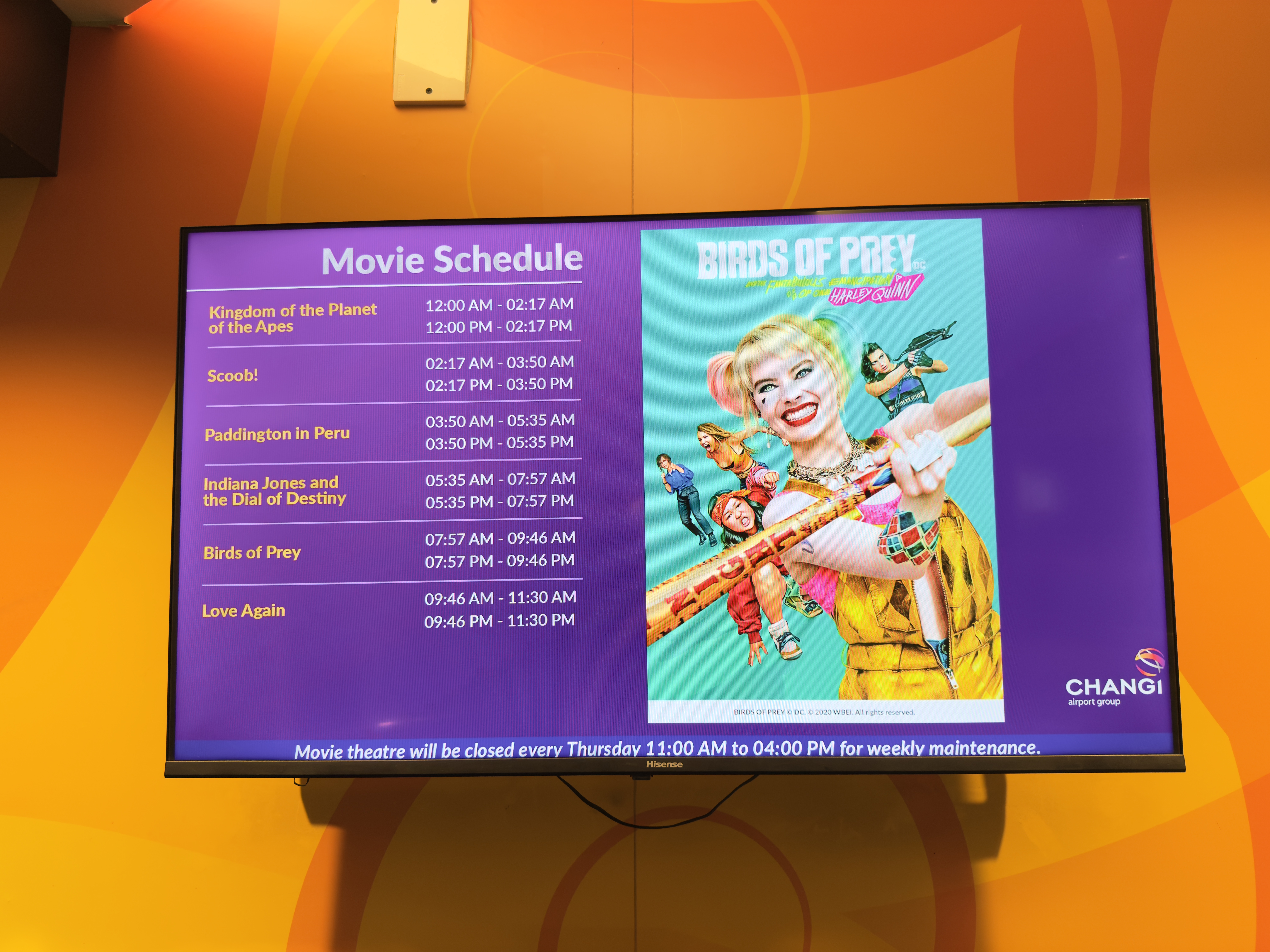 Singapore Changi movie theater schedule