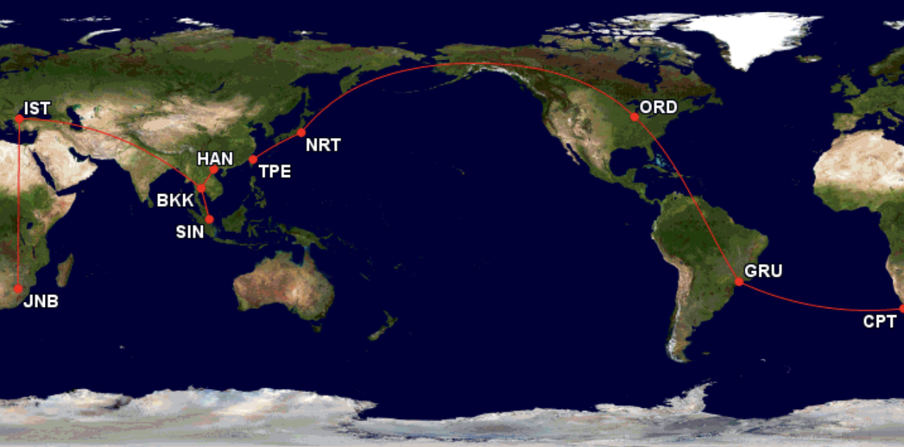 Star Alliance RTW award ANA GC Map Star Alliance RTW award ANA GC Map