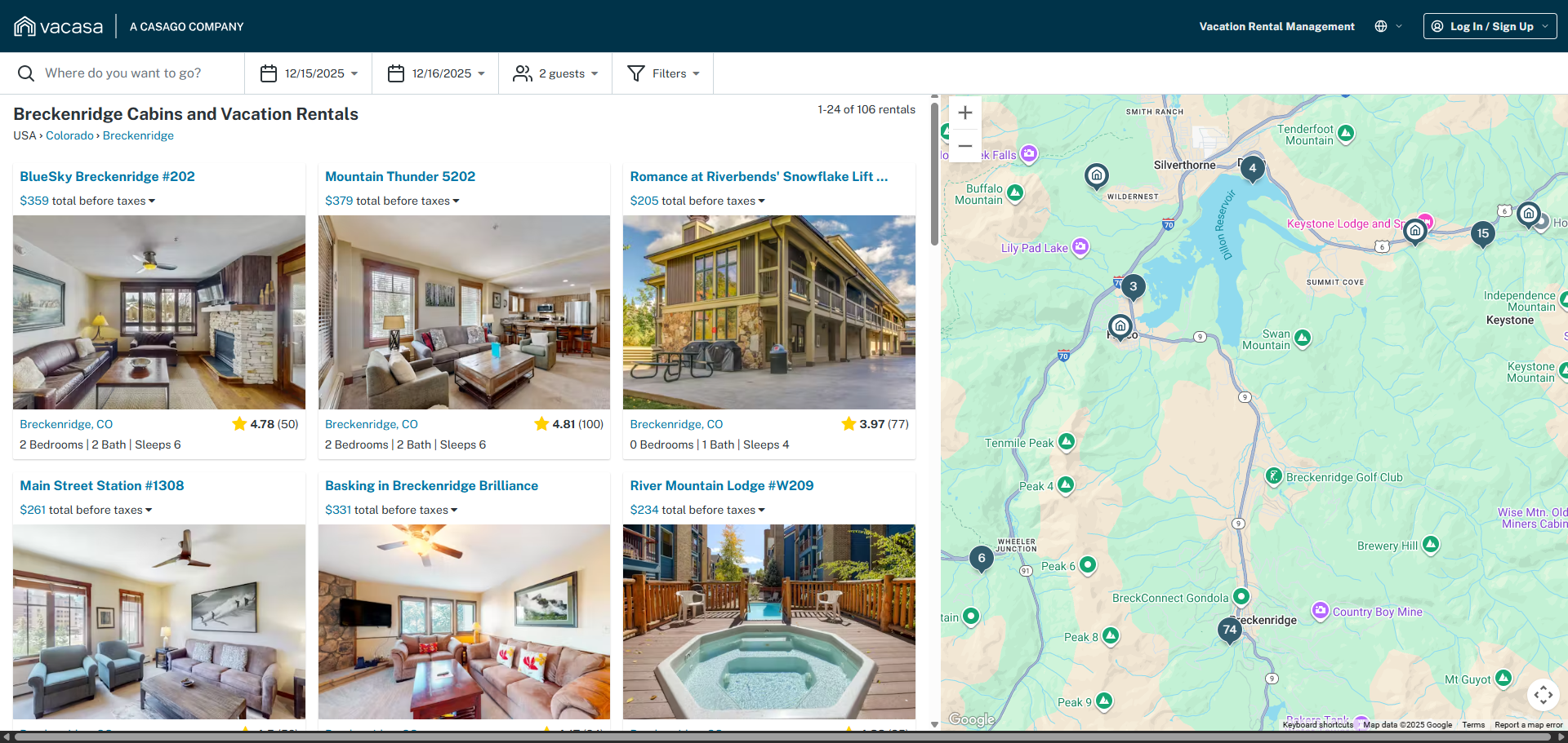 Vacasa search results
