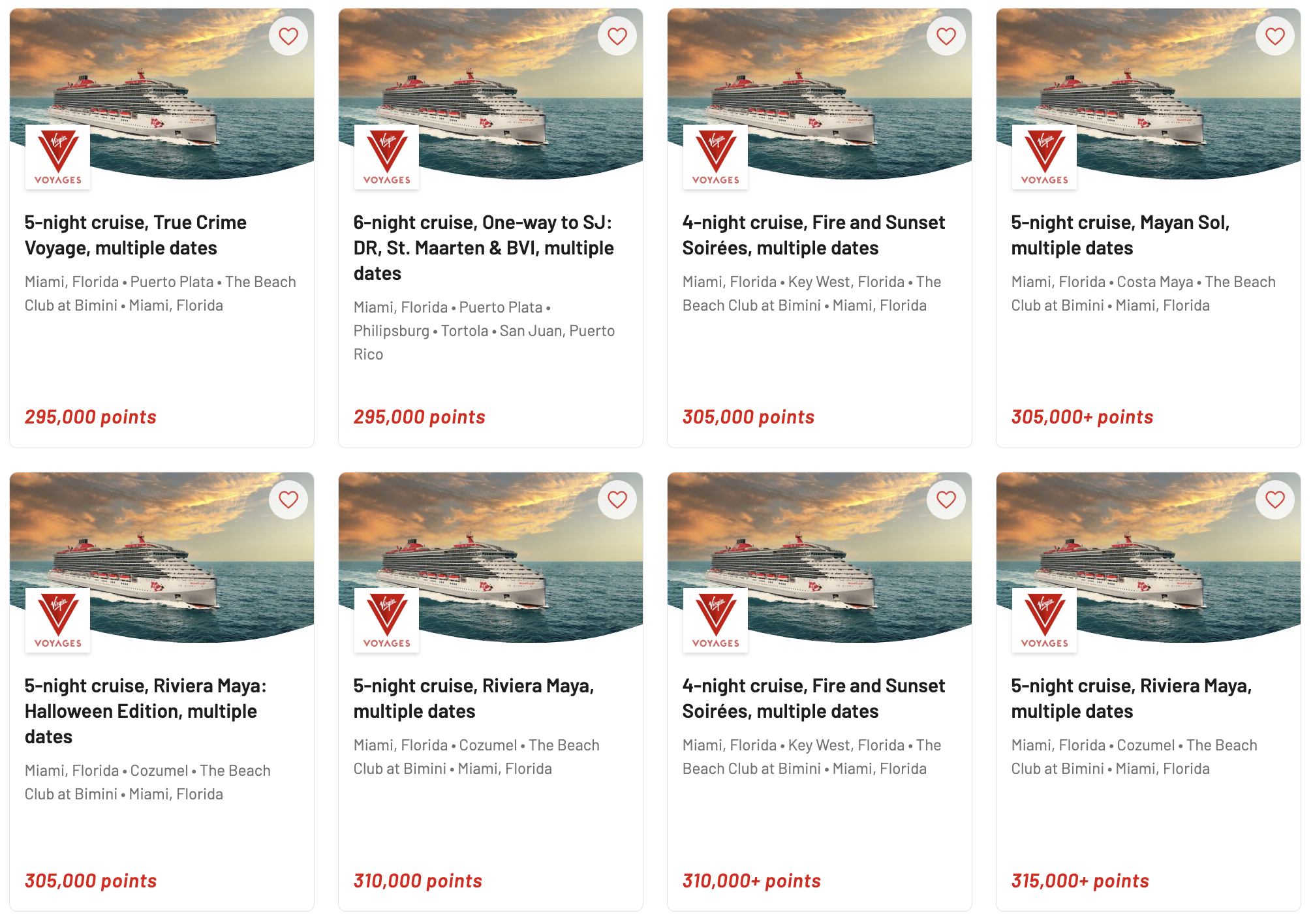 Virgin Voyages Cruise points redemptions Virgin Voyages Cruise points redemptions
