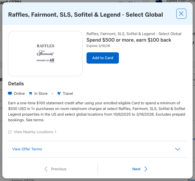 Amex Offer Accor luxury brands October 2025 Amex Offer Accor luxury brands October 2025