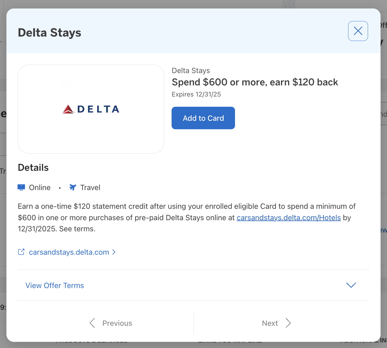 Amex Offer Delta Stays October 2025