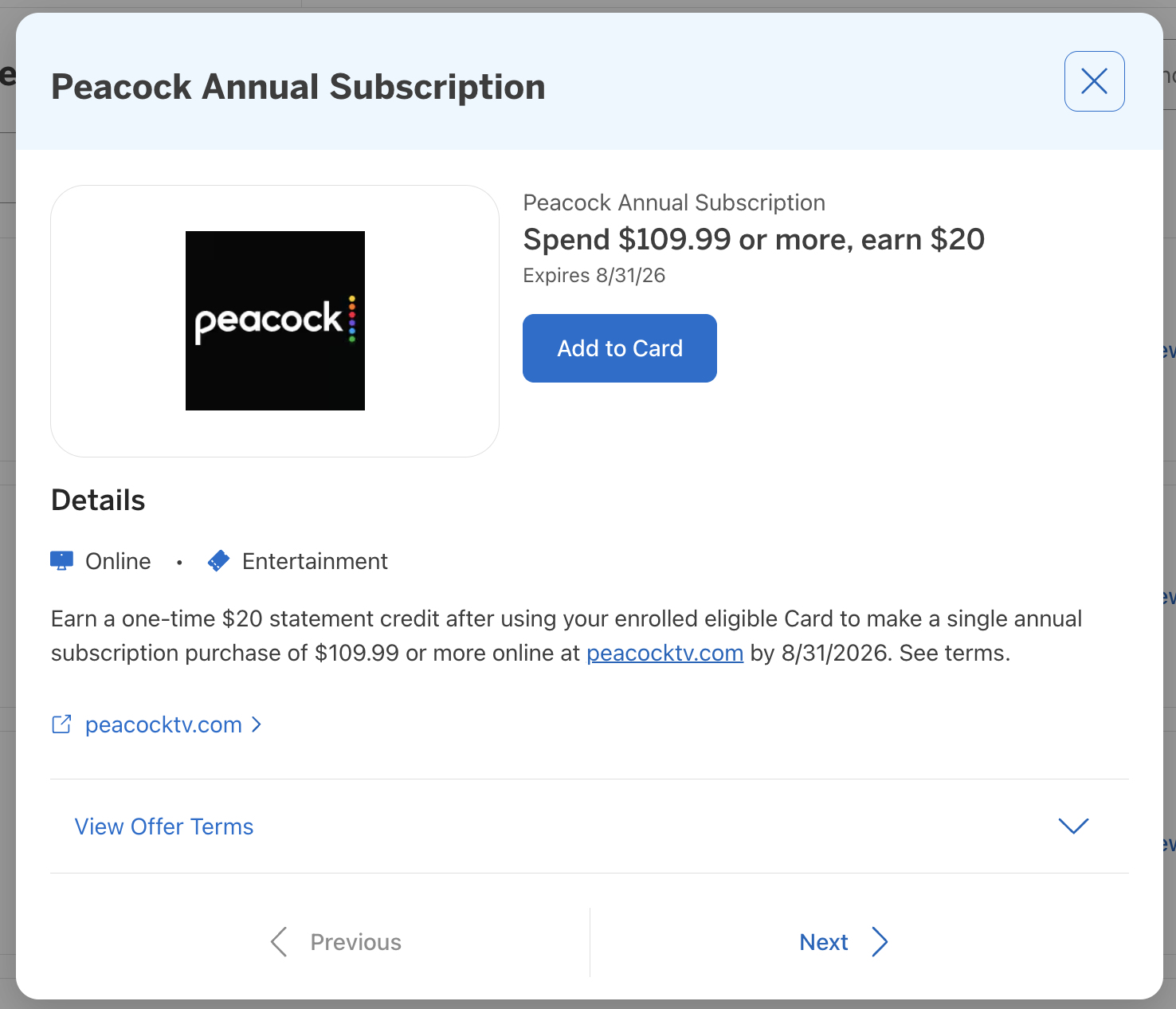 Amex Offer Peacock May 2026 Amex Offer Peacock May 2026