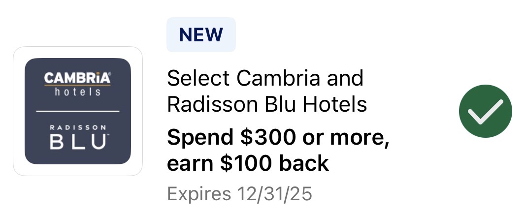 Radisson Blu Cambria Amex offer Radisson Blu Amex Offer
