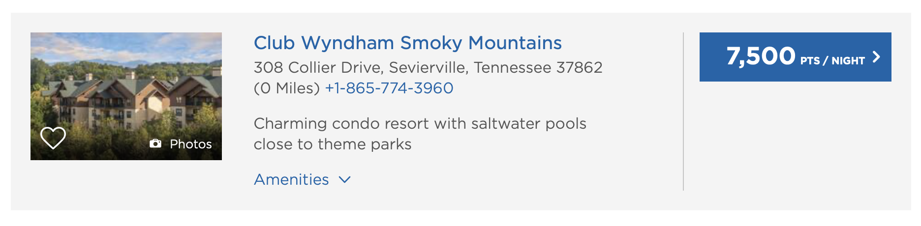 Club Wyndham Smoky Mountains Award Price