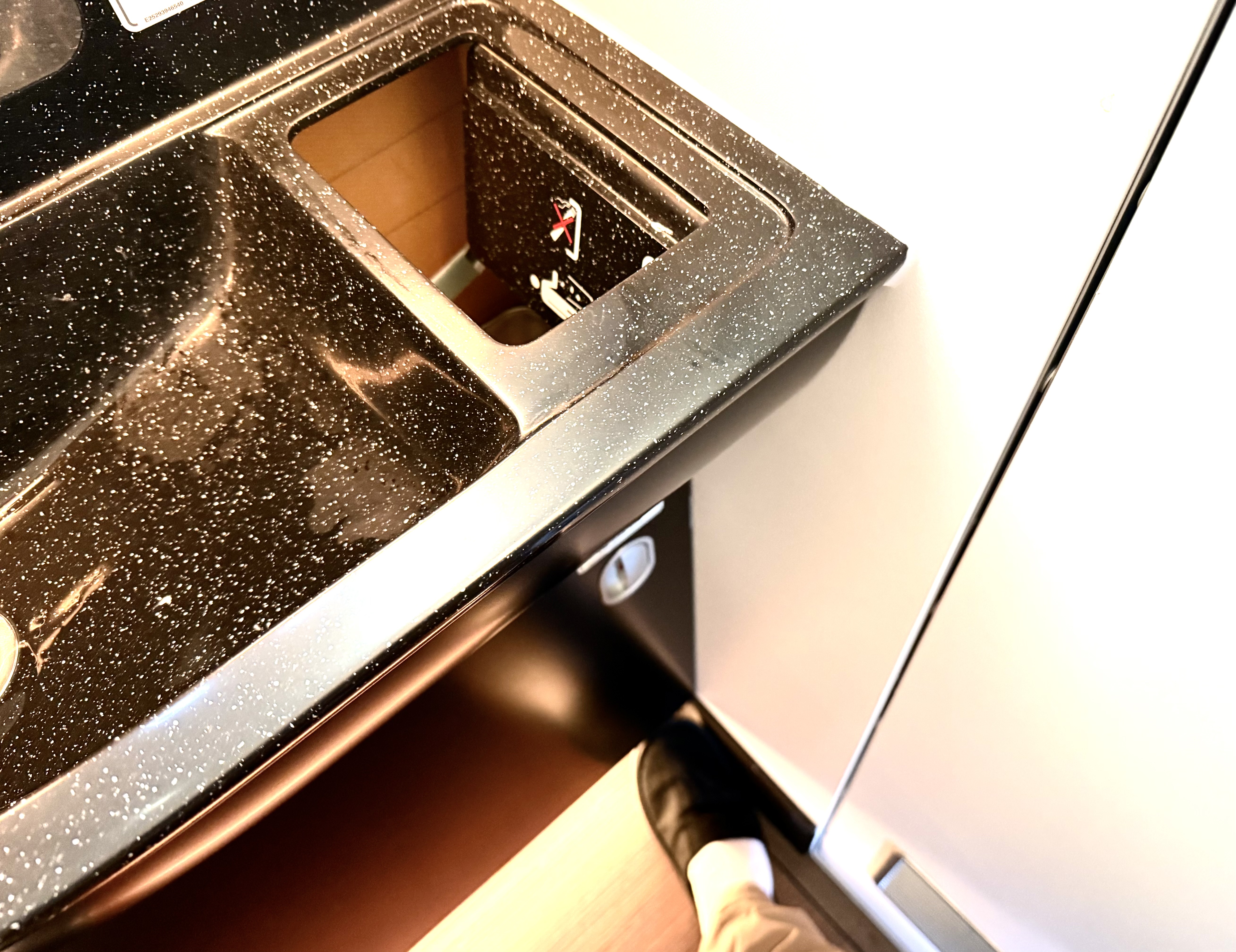Etihad Airbus A321LR business class hands free trash