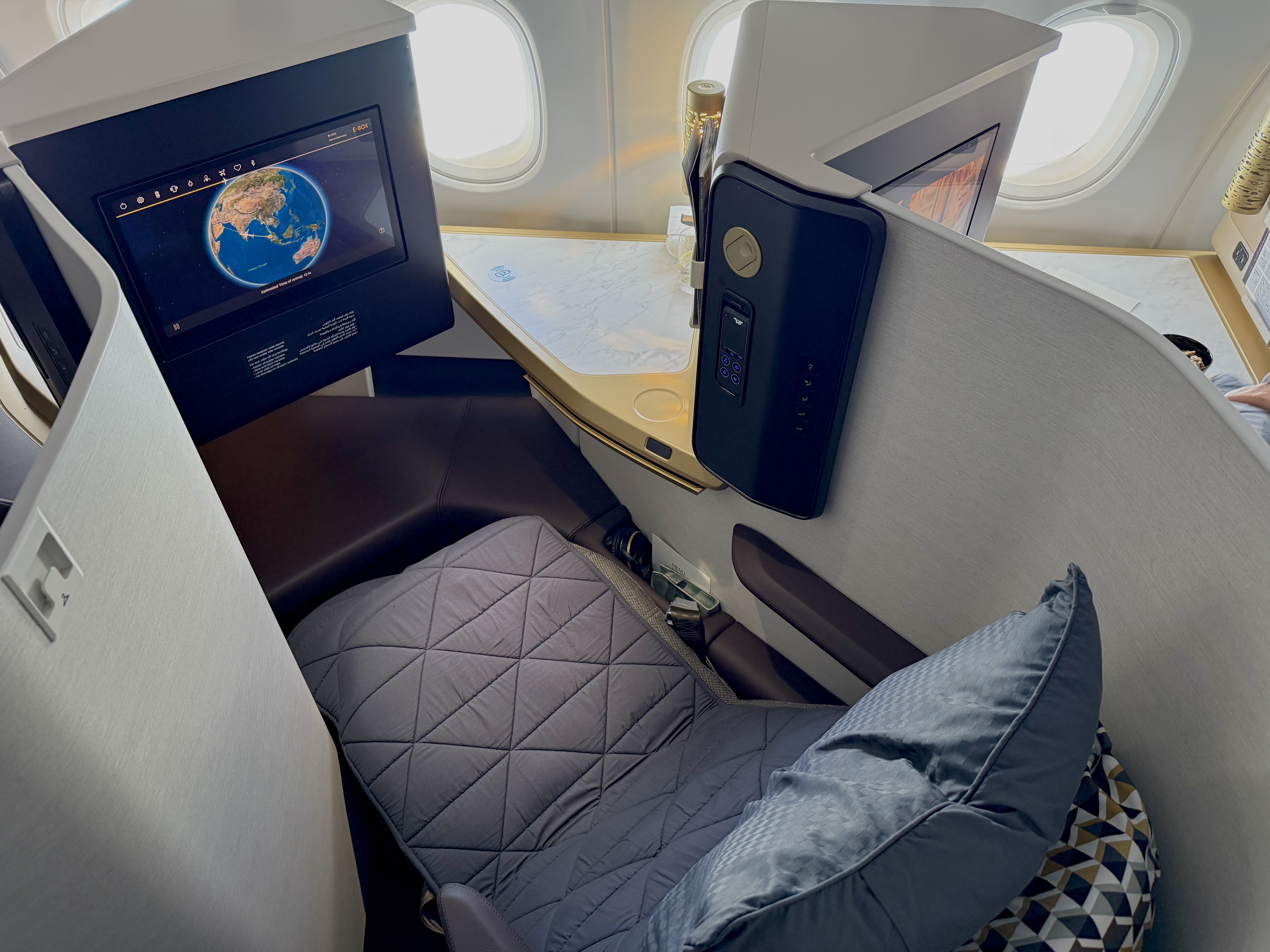 Etihad Airbus A321LR business class seat in relax position