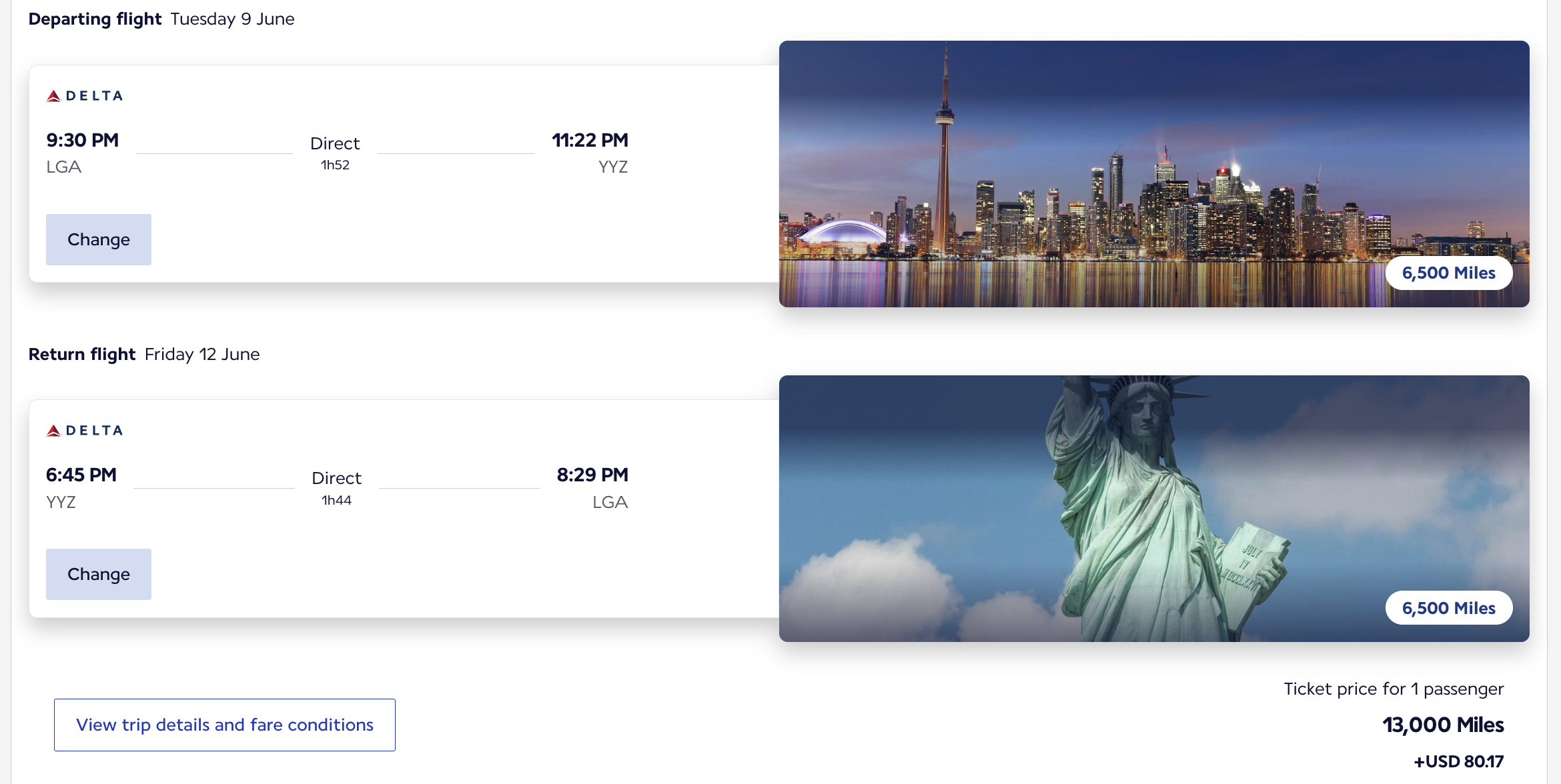 Flying Blue award ticket from New York to Toronto Flying Blue award ticket from New York to Toronto