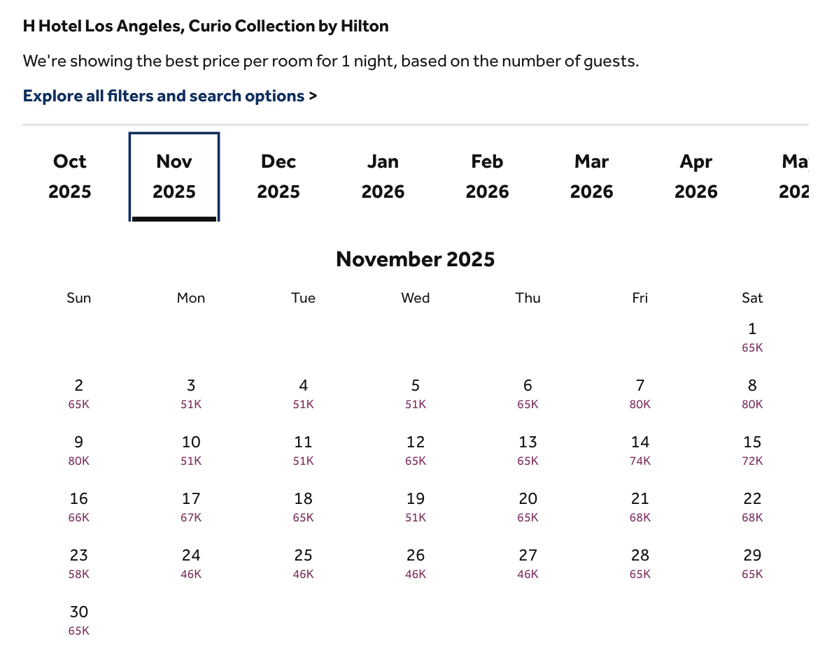 H Hotel LAX points rates
