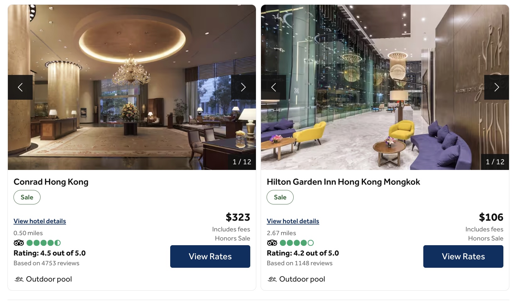 Screenshot Hilton sale label