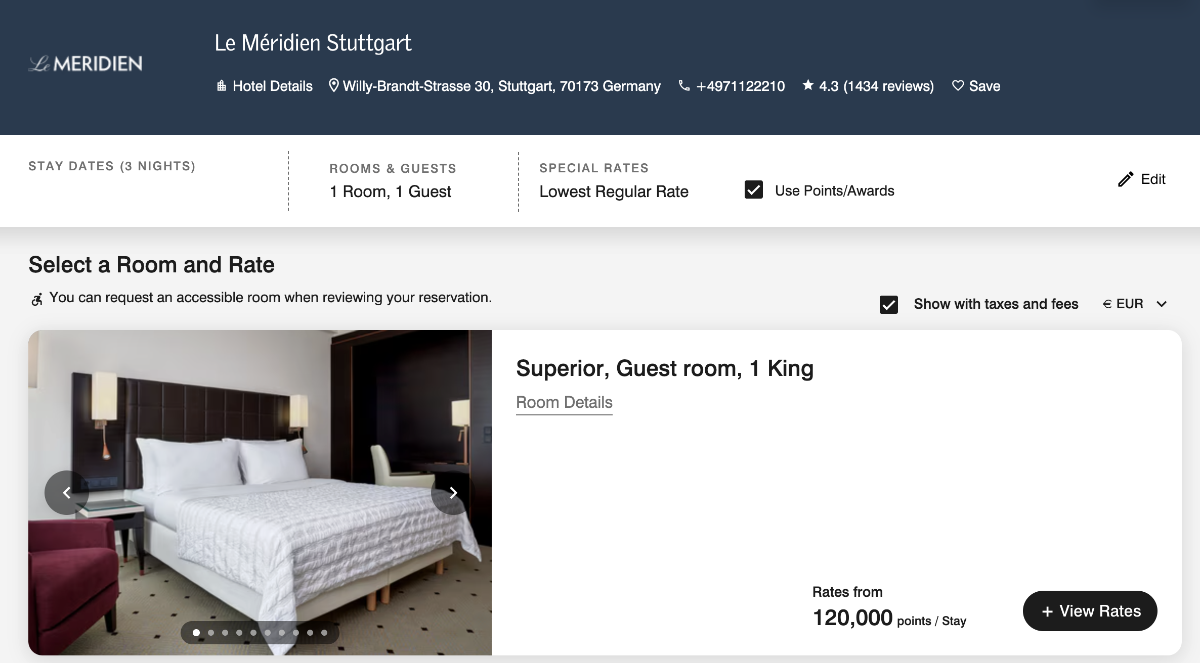 Le Meridien Stuttgart 3 nights on points