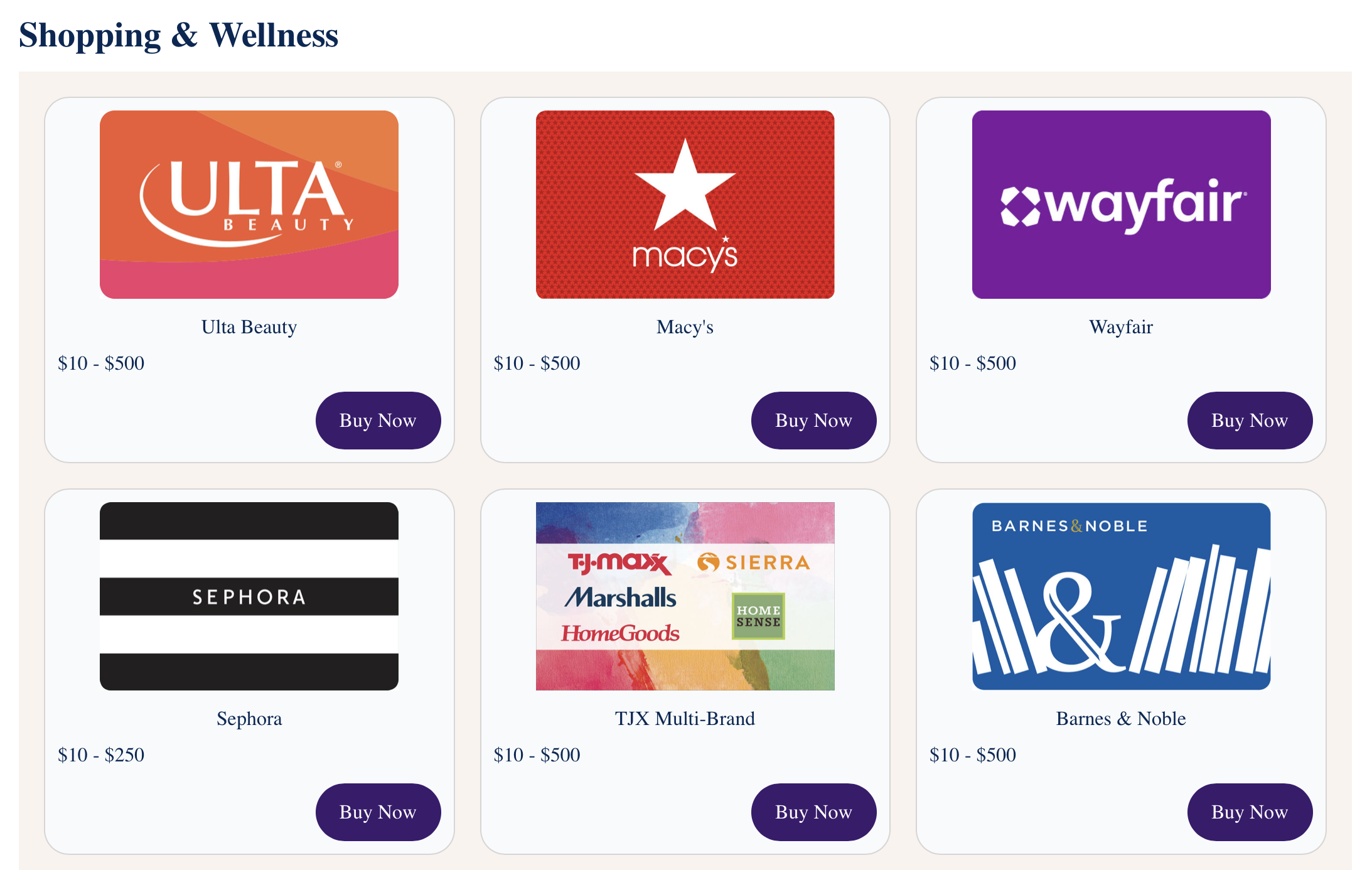 List of gift cards at various merchants List of gift cards at various merchants