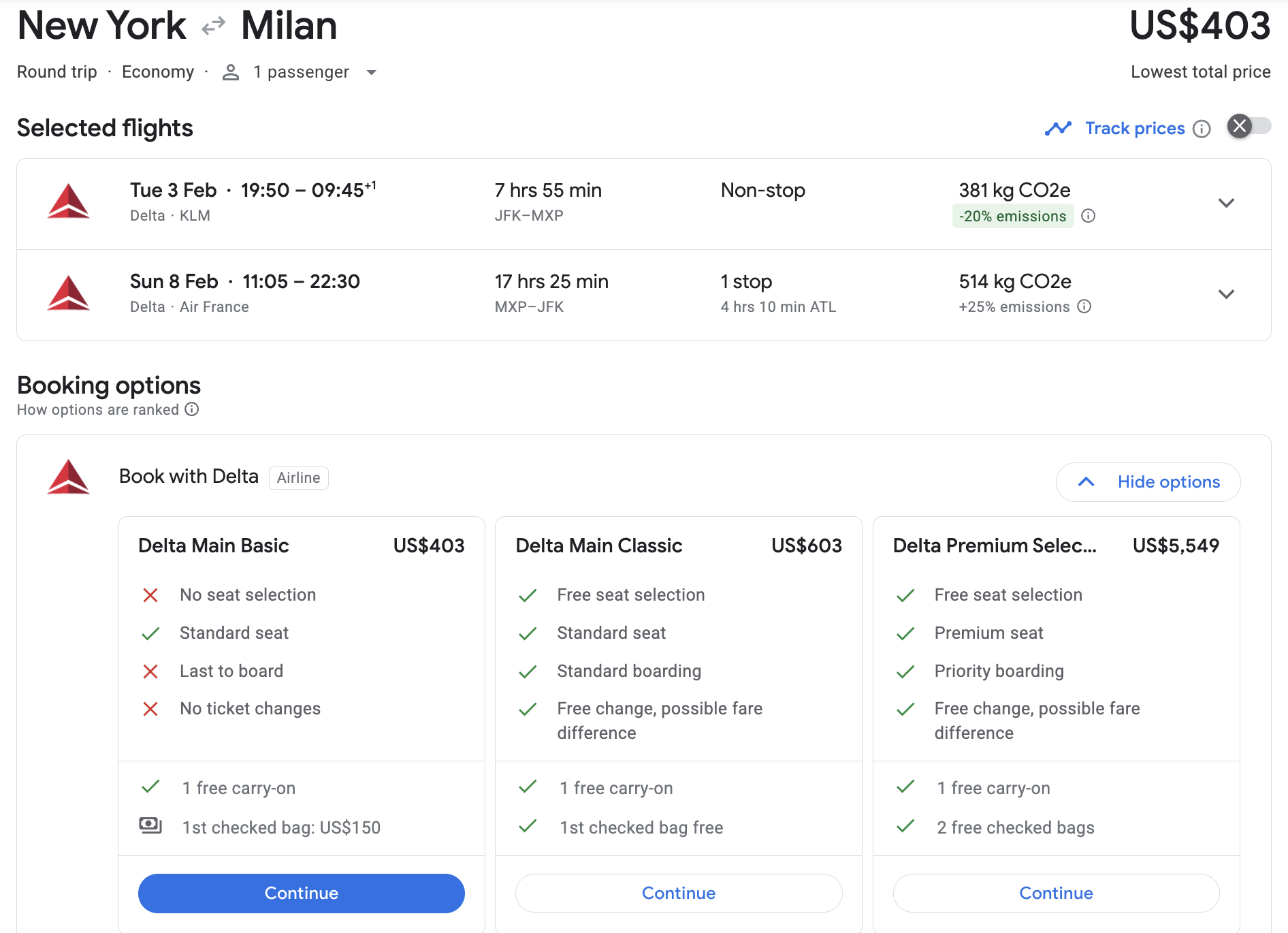 New York to Milan in economy for Olympic Games