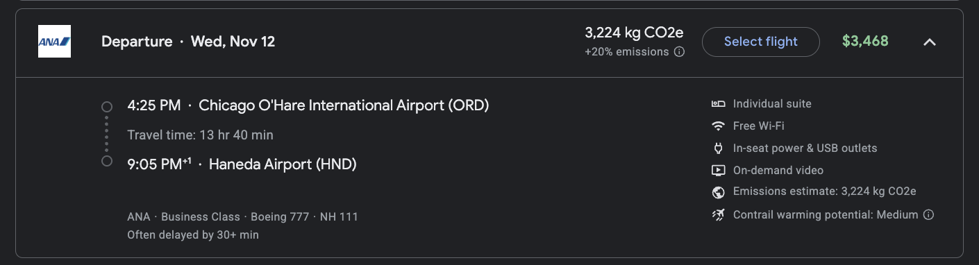 ORD HND ANA business class cash price Google Flights ORD HND ANA business class cash price Google Flights