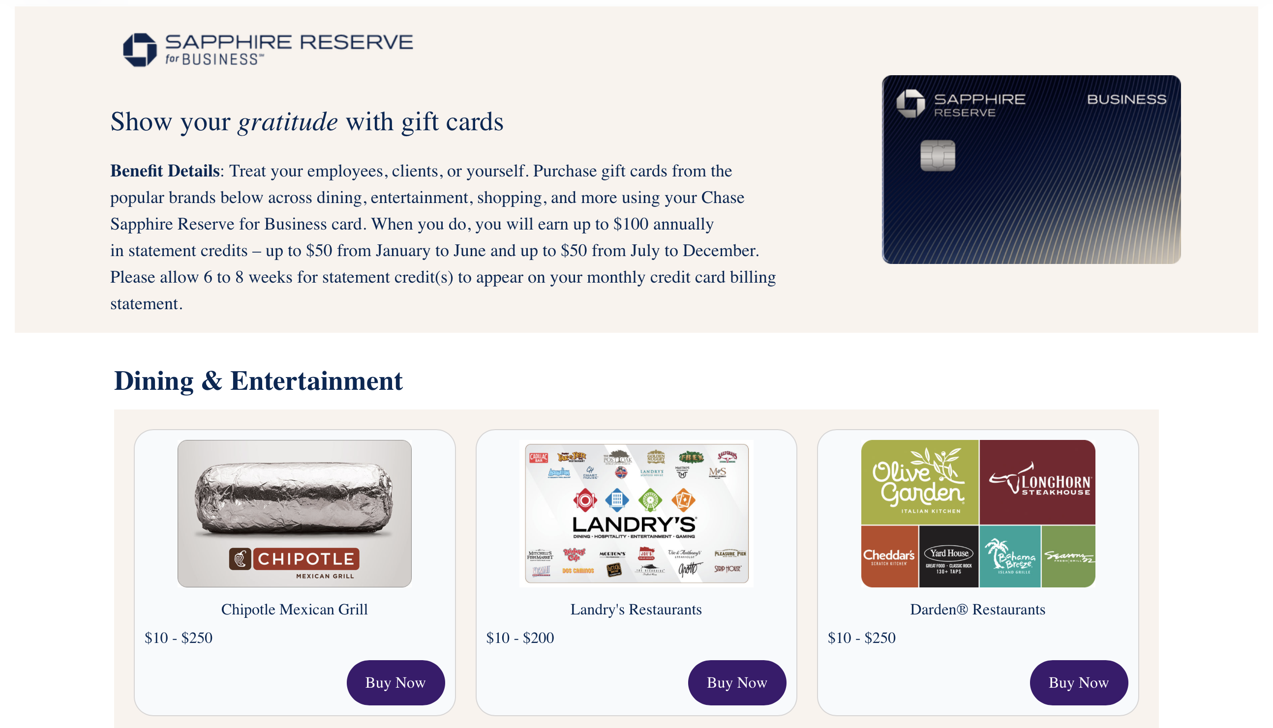 Sapphire Reserve business card gift card landing page Sapphire Reserve business card gift card landing page