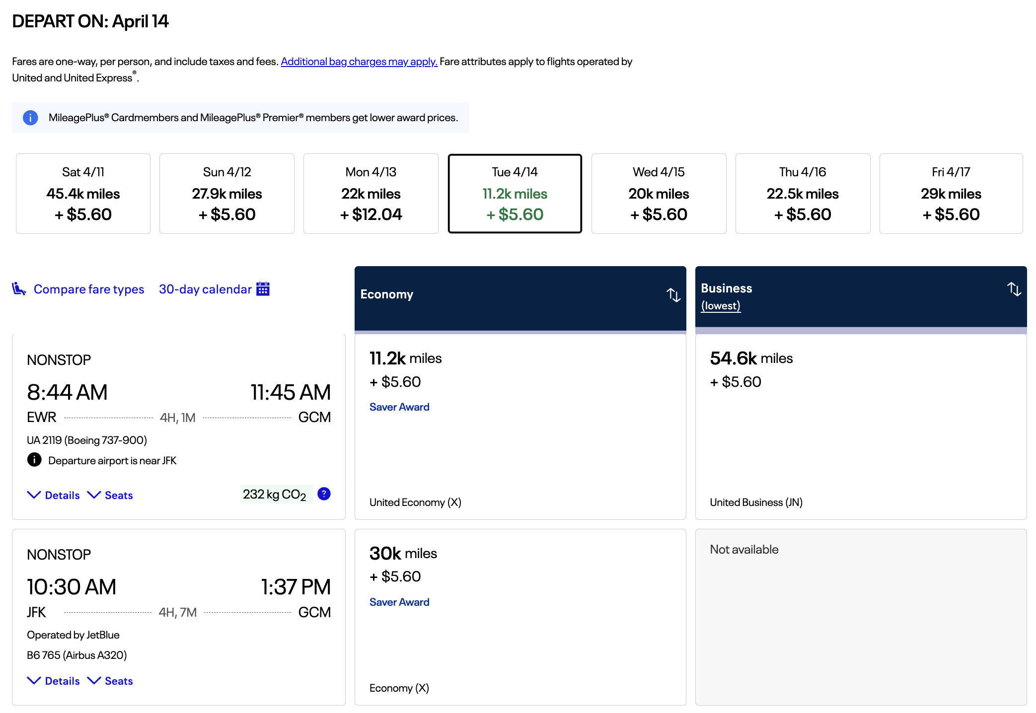Screenshot 2025 10 23 at 8.36.13 AM JetBlue JFK GCM via United.com