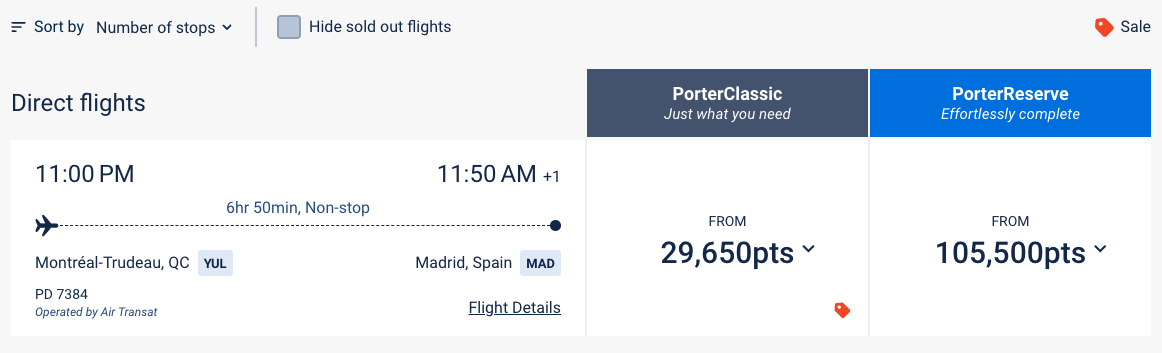Air Transat Porter YUL MAD